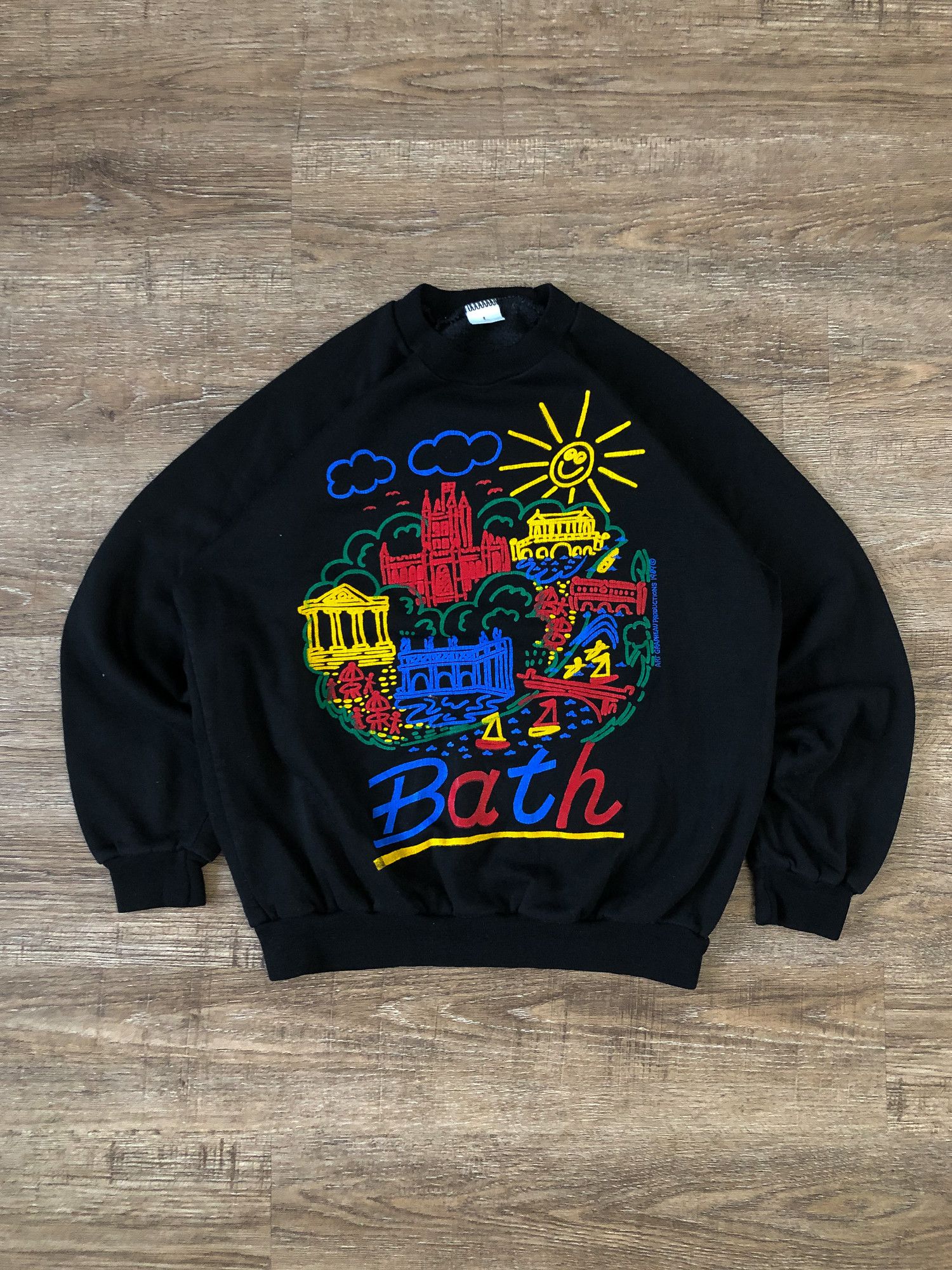 Vintage Vintage 1989 Boxy Black 'Bath' Sweatshirt (Made in England) Size US L / EU 52-54 / 3 - 1 Thumbnail