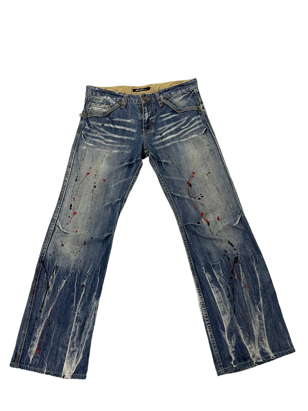 Japanese Brand Flare Jeans Root Three Acid Wash Painter Boot Cut 4🟦2 Size US 33 - 9 Thumbnail
