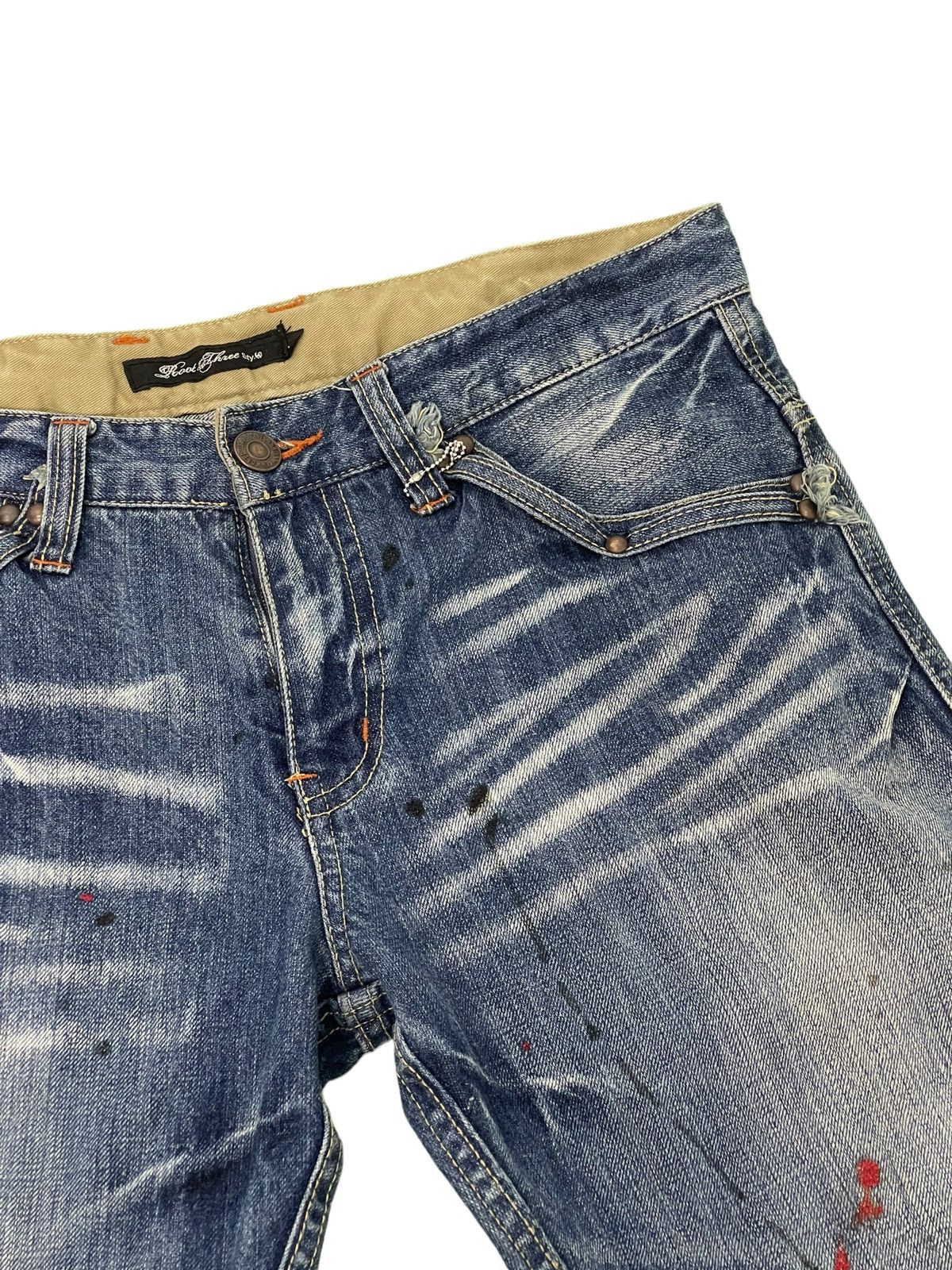 Japanese Brand Flare Jeans Root Three Acid Wash Painter Boot Cut 4🟦2 Size US 33 - 17 Thumbnail