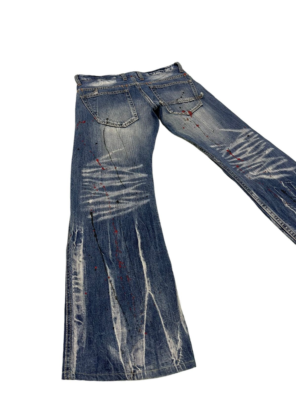 Japanese Brand Flare Jeans Root Three Acid Wash Painter Boot Cut 4🟦2 Size US 33 - 1 Thumbnail
