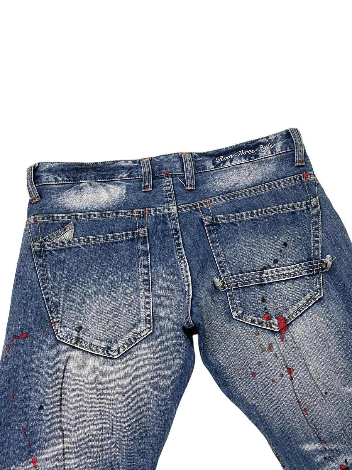 Japanese Brand Flare Jeans Root Three Acid Wash Painter Boot Cut 4🟦2 Size US 33 - 8 Thumbnail