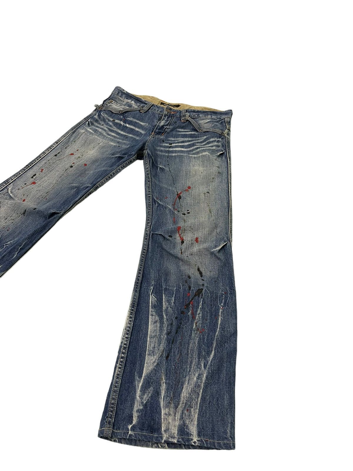 Japanese Brand Flare Jeans Root Three Acid Wash Painter Boot Cut 4🟦2 Size US 33 - 11 Thumbnail