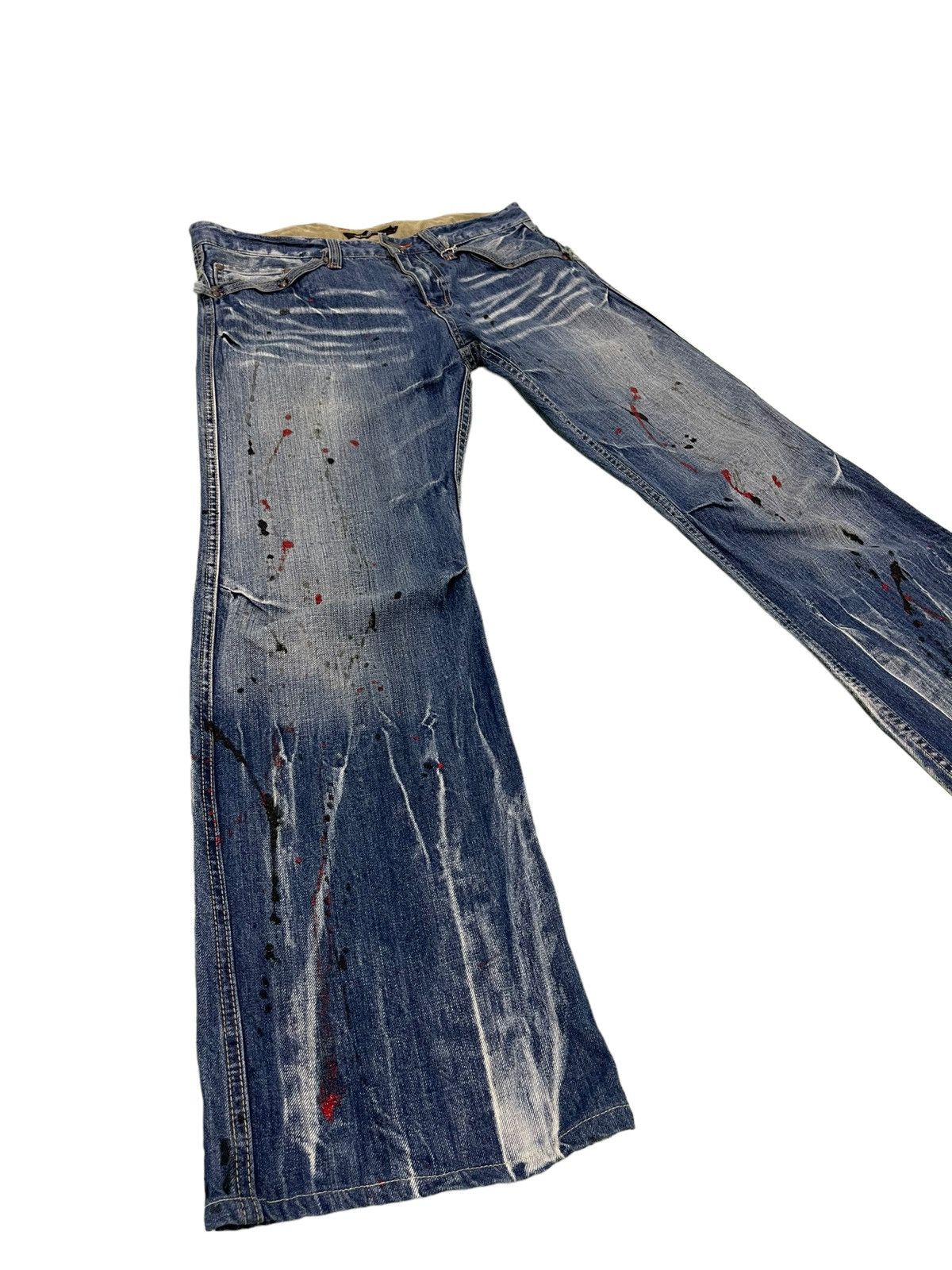 Japanese Brand Flare Jeans Root Three Acid Wash Painter Boot Cut 4🟦2 Size US 33 - 10 Thumbnail