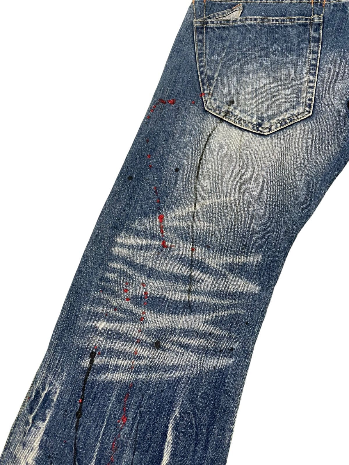Japanese Brand Flare Jeans Root Three Acid Wash Painter Boot Cut 4🟦2 Size US 33 - 6 Thumbnail