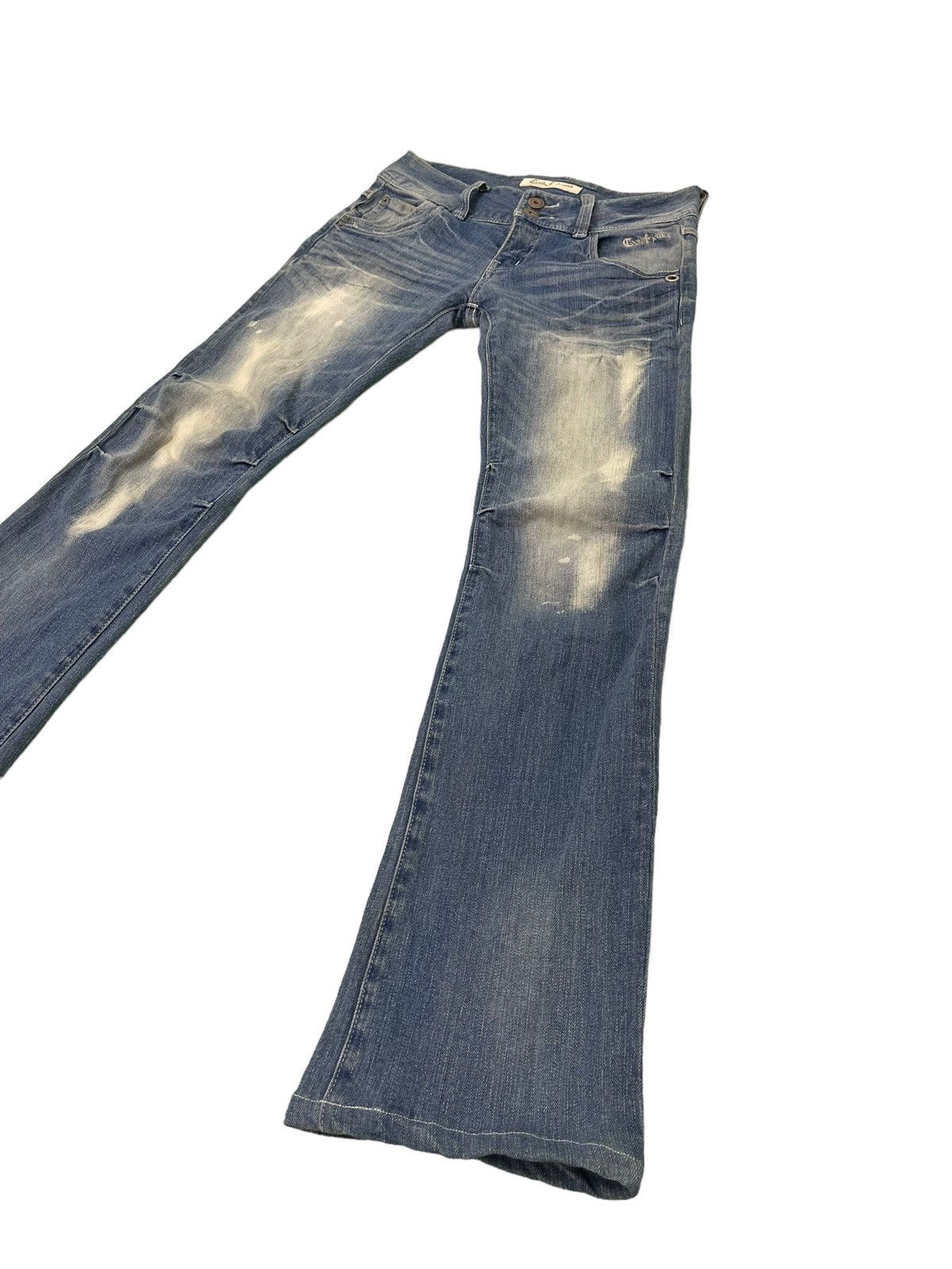 Japanese Brand Flare Jeans Acid Wash Cook Jeans Low Rise Stretchy 4🟦2 Size US 29 - 3 Thumbnail