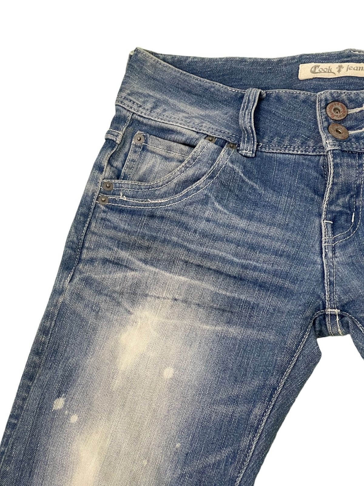Japanese Brand Flare Jeans Acid Wash Cook Jeans Low Rise Stretchy 4🟦2 Size US 29 - 8 Thumbnail