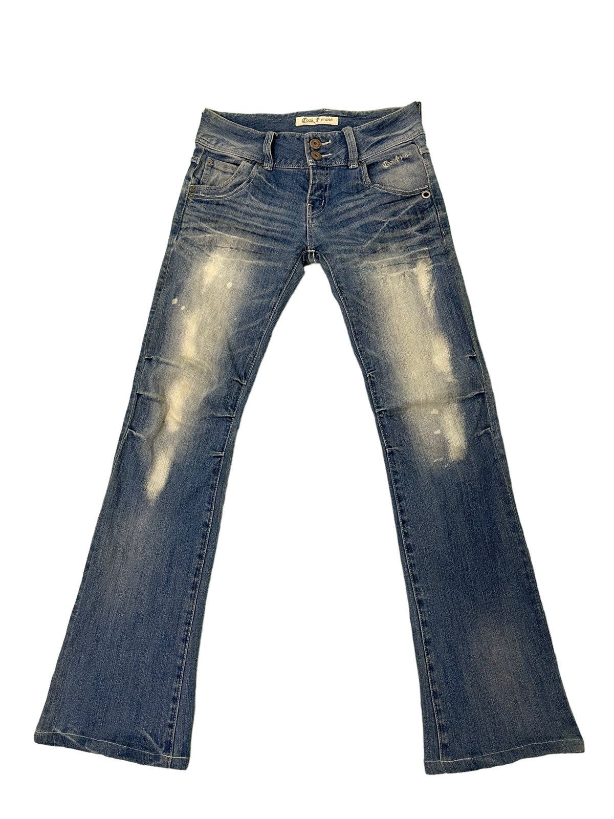 Japanese Brand Flare Jeans Acid Wash Cook Jeans Low Rise Stretchy 4🟦2 Size US 29 - 2 Thumbnail
