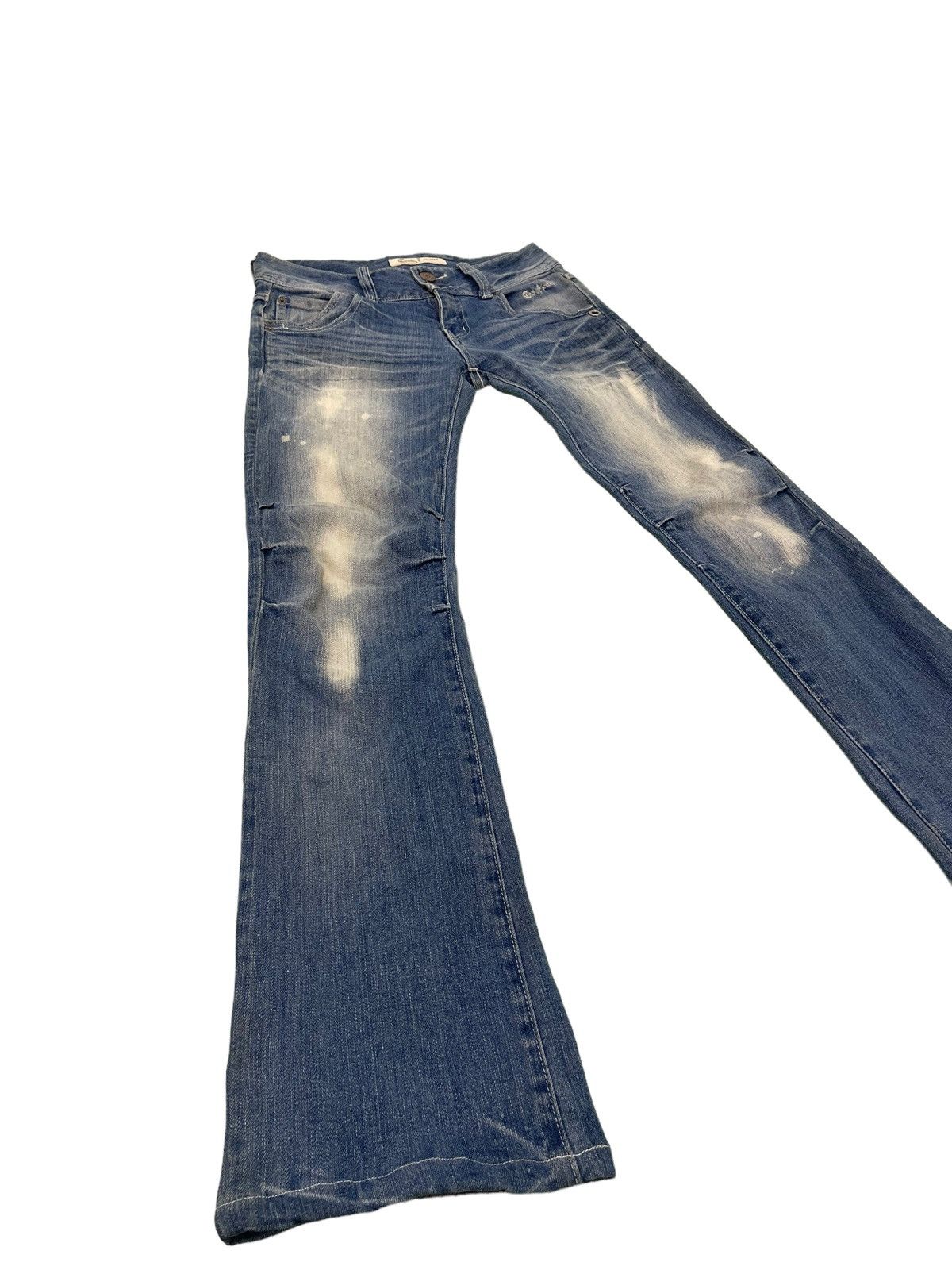 Japanese Brand Flare Jeans Acid Wash Cook Jeans Low Rise Stretchy 4🟦2 Size US 29 - 1 Thumbnail