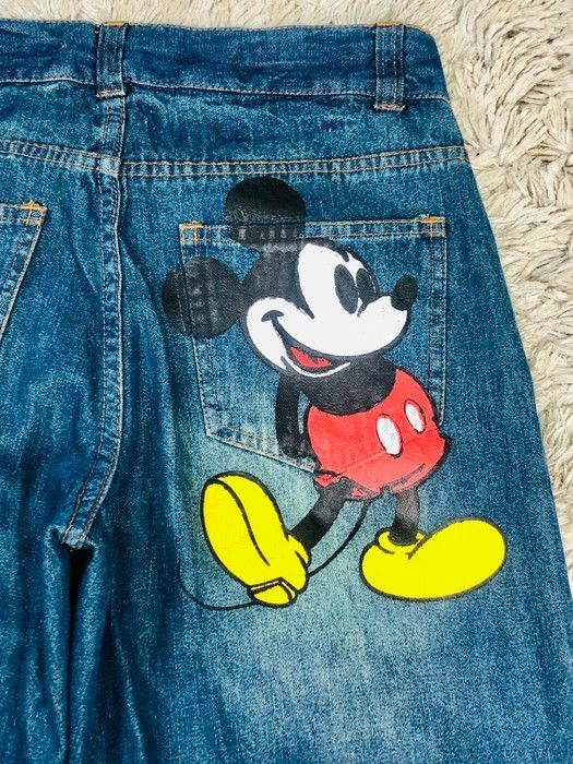 Disney × Vintage Vintage 90's Big Mickey Disney 1928 Denim Jeans Limited Size US 31 - 2 Thumbnail