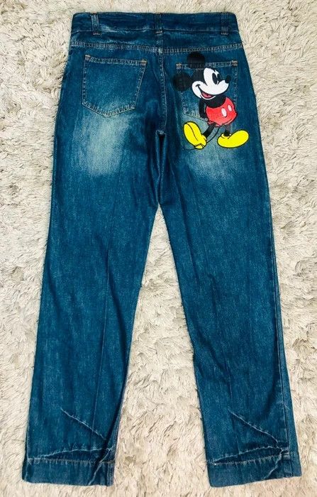 Disney × Vintage Vintage 90's Big Mickey Disney 1928 Denim Jeans Limited Size US 31 - 3 Thumbnail
