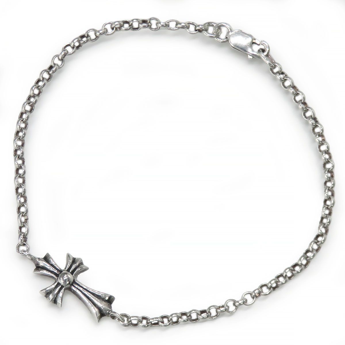 image of Chrome Hearts Baby Cross Chain Bracelet in Silver, Men's