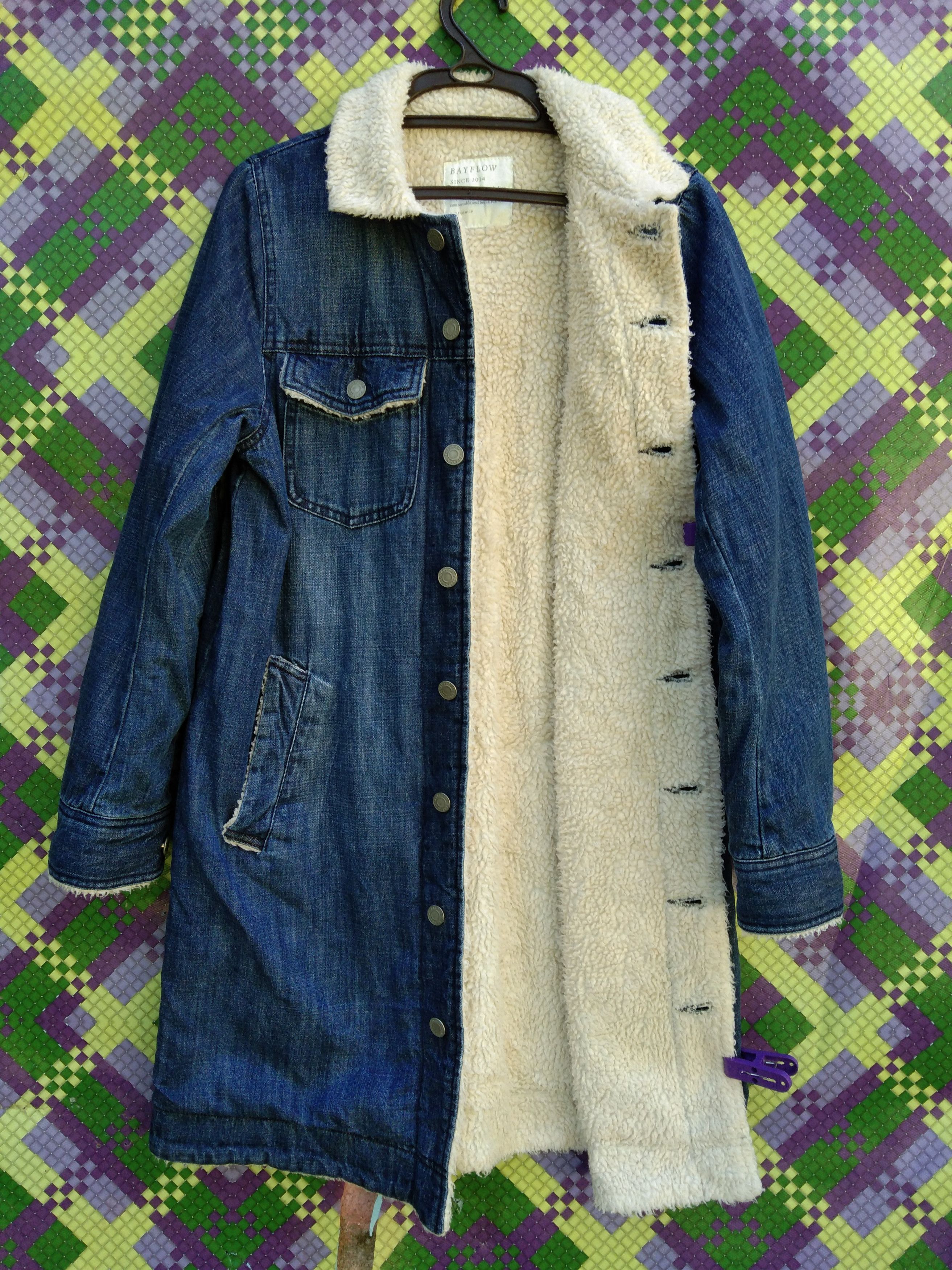 BAY FLOW WOMEN'S DENIM LONG JACKET LINED SHERPA