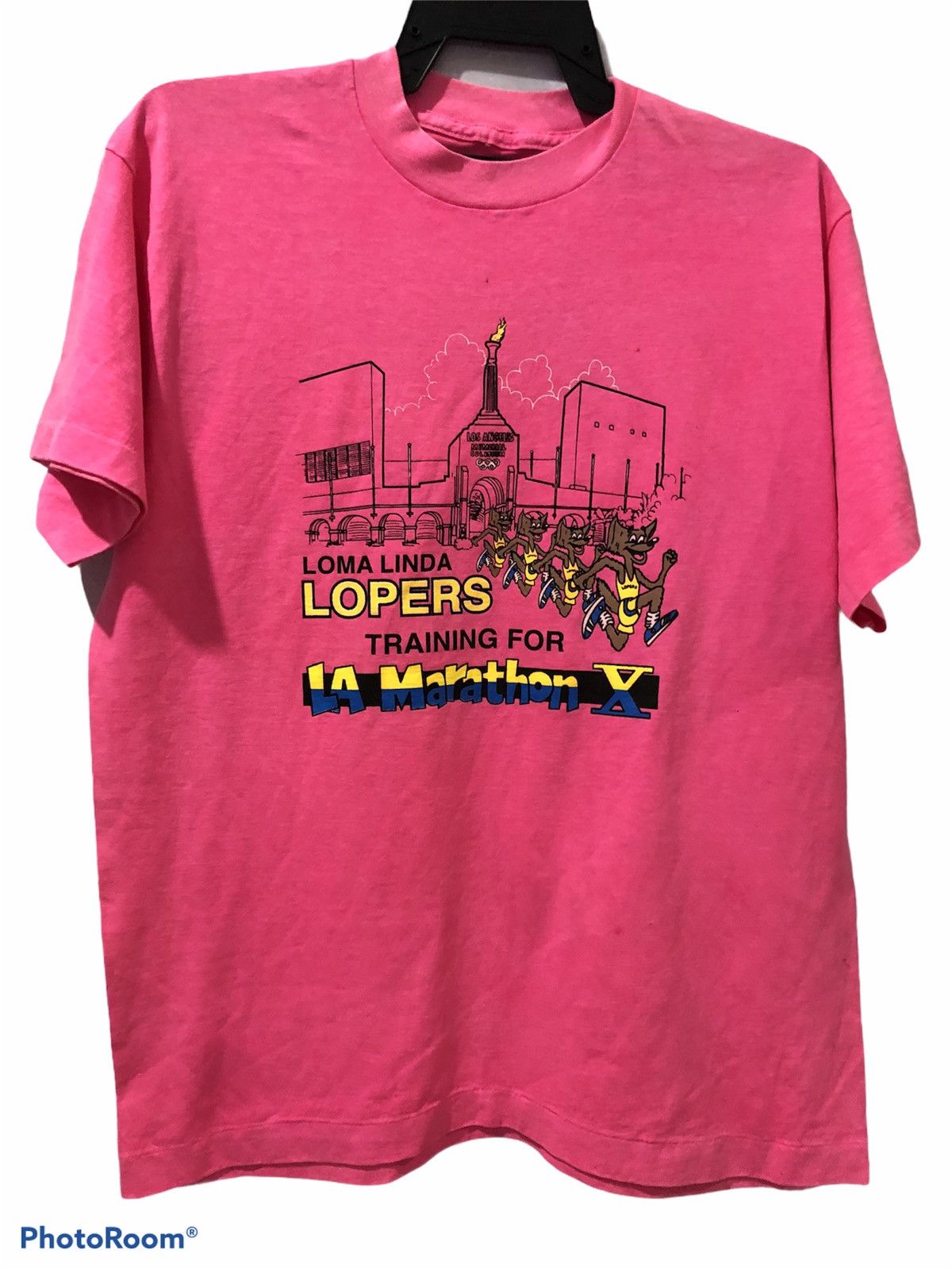 image of Made In USA x Vintage Loma Linda University Lopers La Marathon X in Pink, Men's (Size Large)