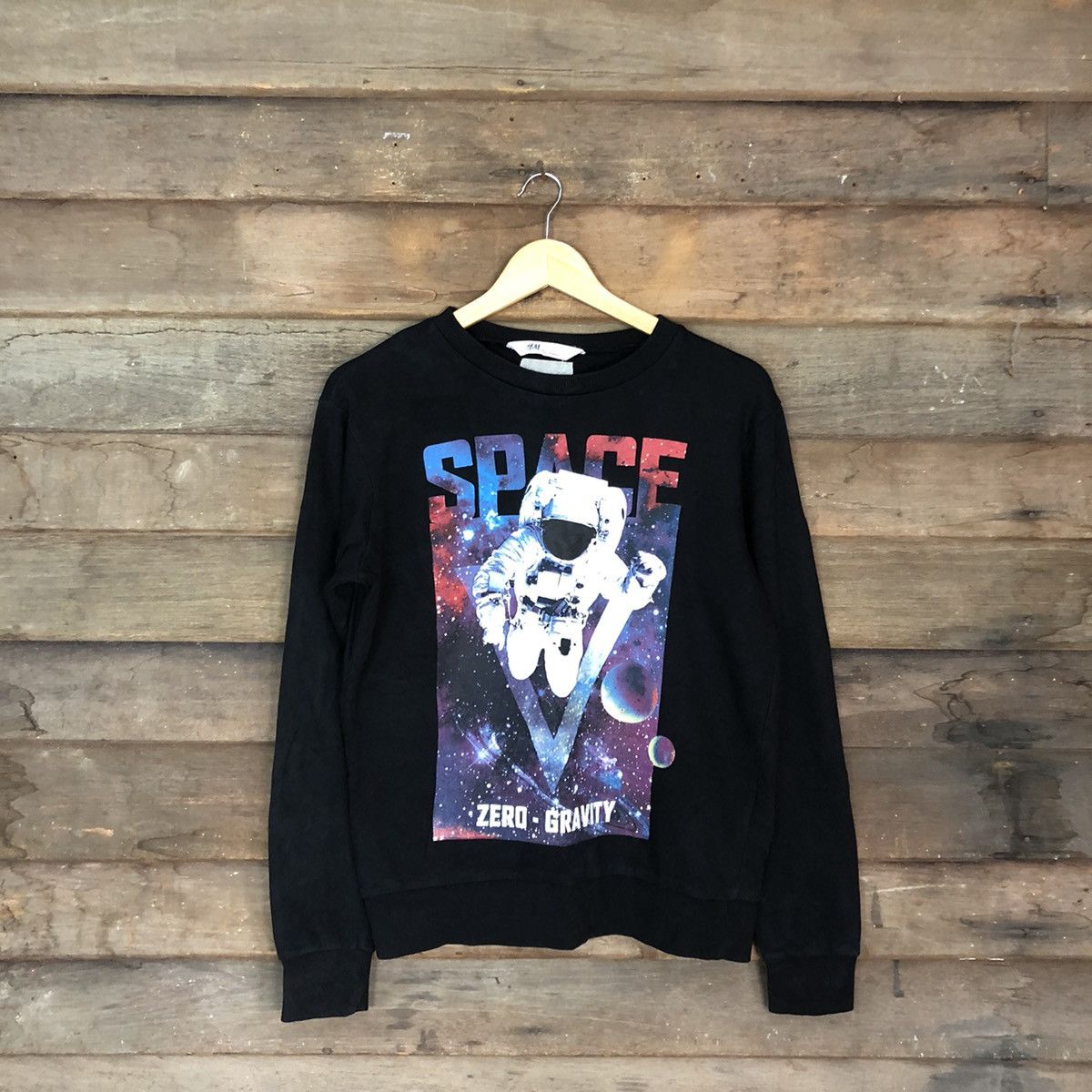 Japanese Brand Space Zero Gravity H&M Black Sweatshirt #033B Size M / US 6-8 / IT 42-44 - 1 Thumbnail