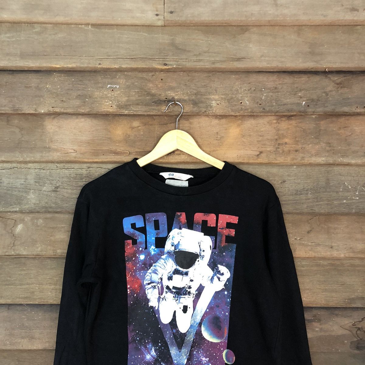 Japanese Brand Space Zero Gravity H&M Black Sweatshirt #033B Size M / US 6-8 / IT 42-44 - 9 Thumbnail