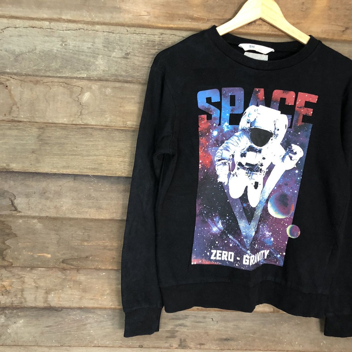 Japanese Brand Space Zero Gravity H&M Black Sweatshirt #033B Size M / US 6-8 / IT 42-44 - 7 Thumbnail