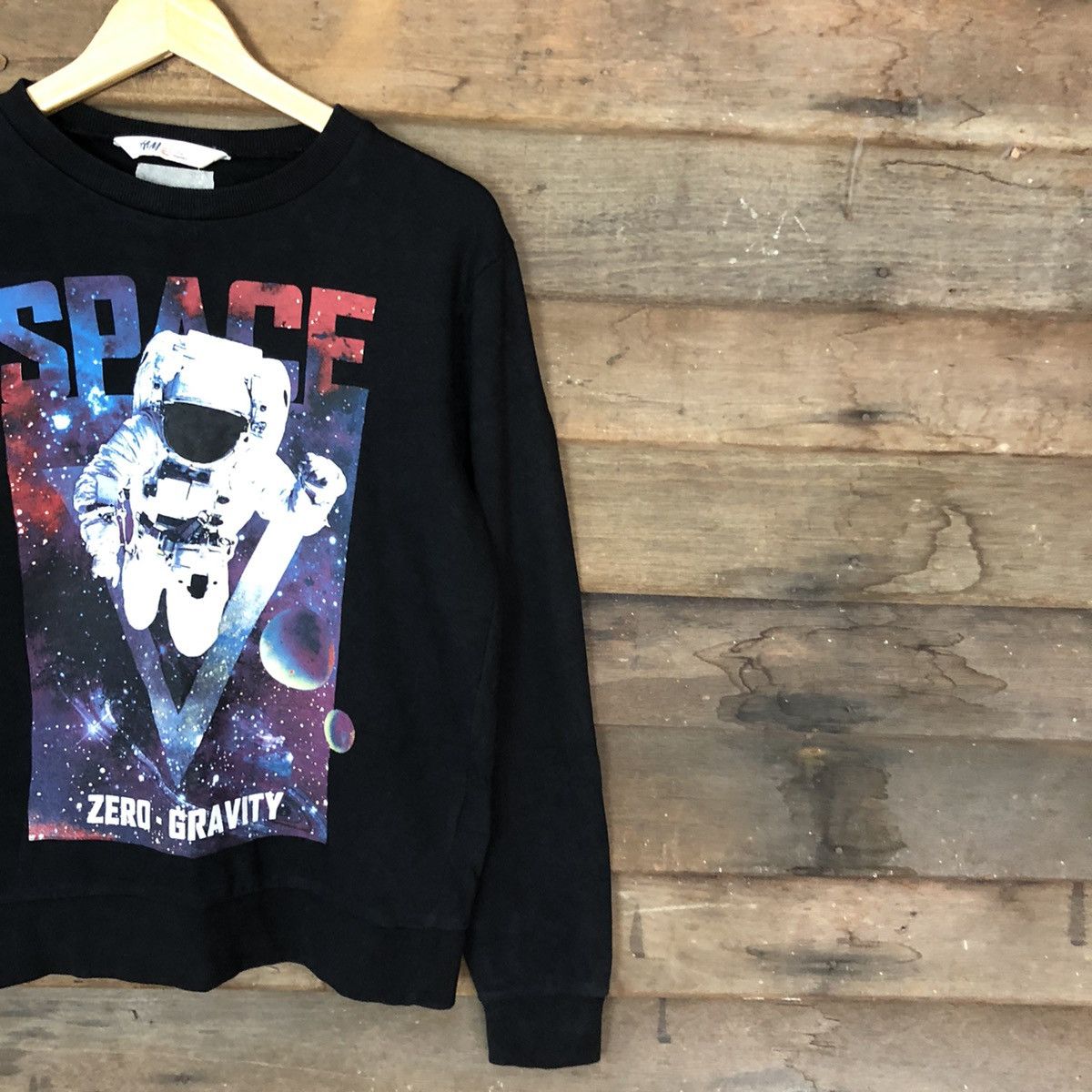 Japanese Brand Space Zero Gravity H&M Black Sweatshirt #033B Size M / US 6-8 / IT 42-44 - 5 Thumbnail