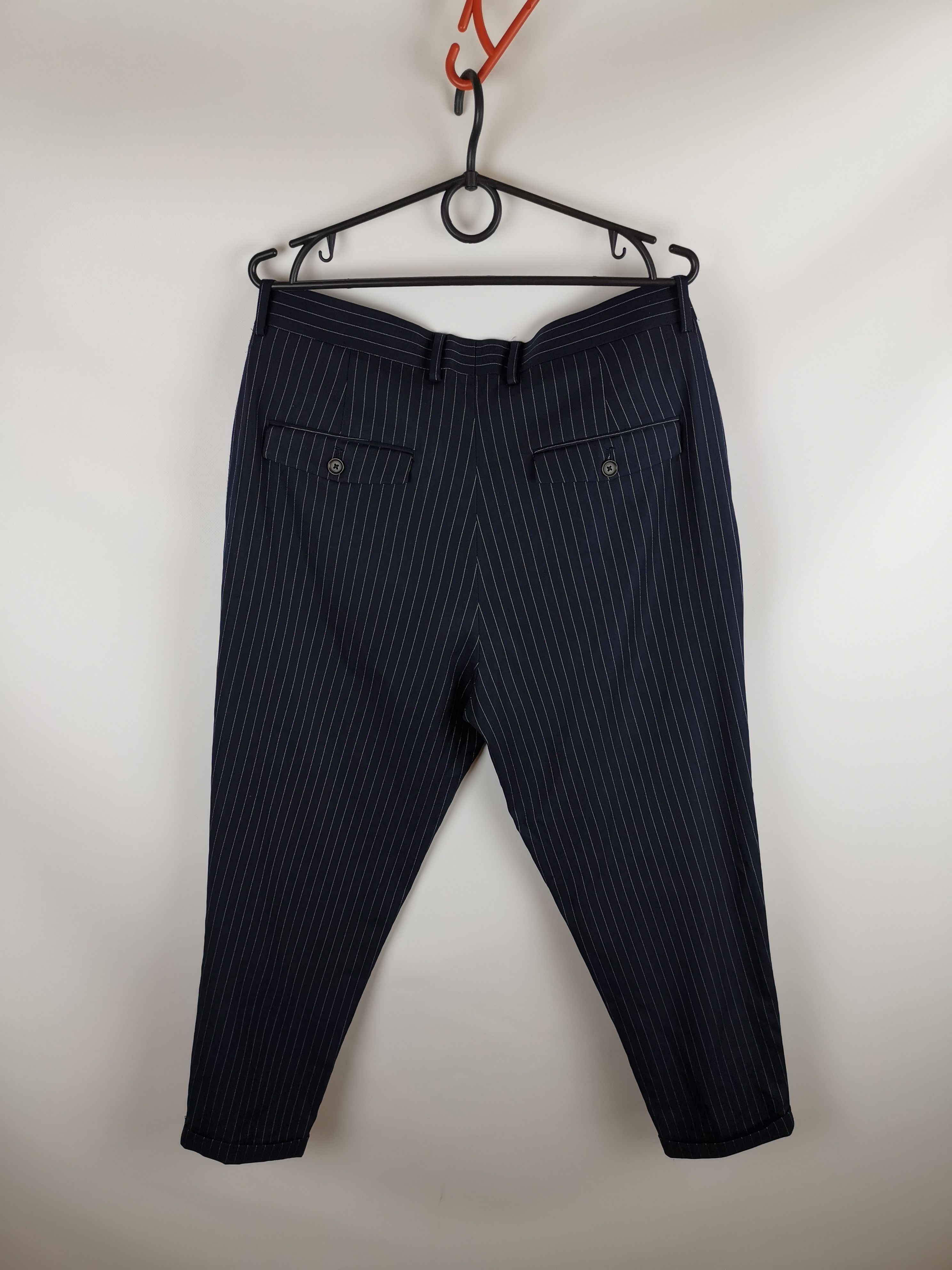 Zara Zara Man blue navy striped coolmax casual cropped pants Size US 32 / EU 48 - 1 Thumbnail