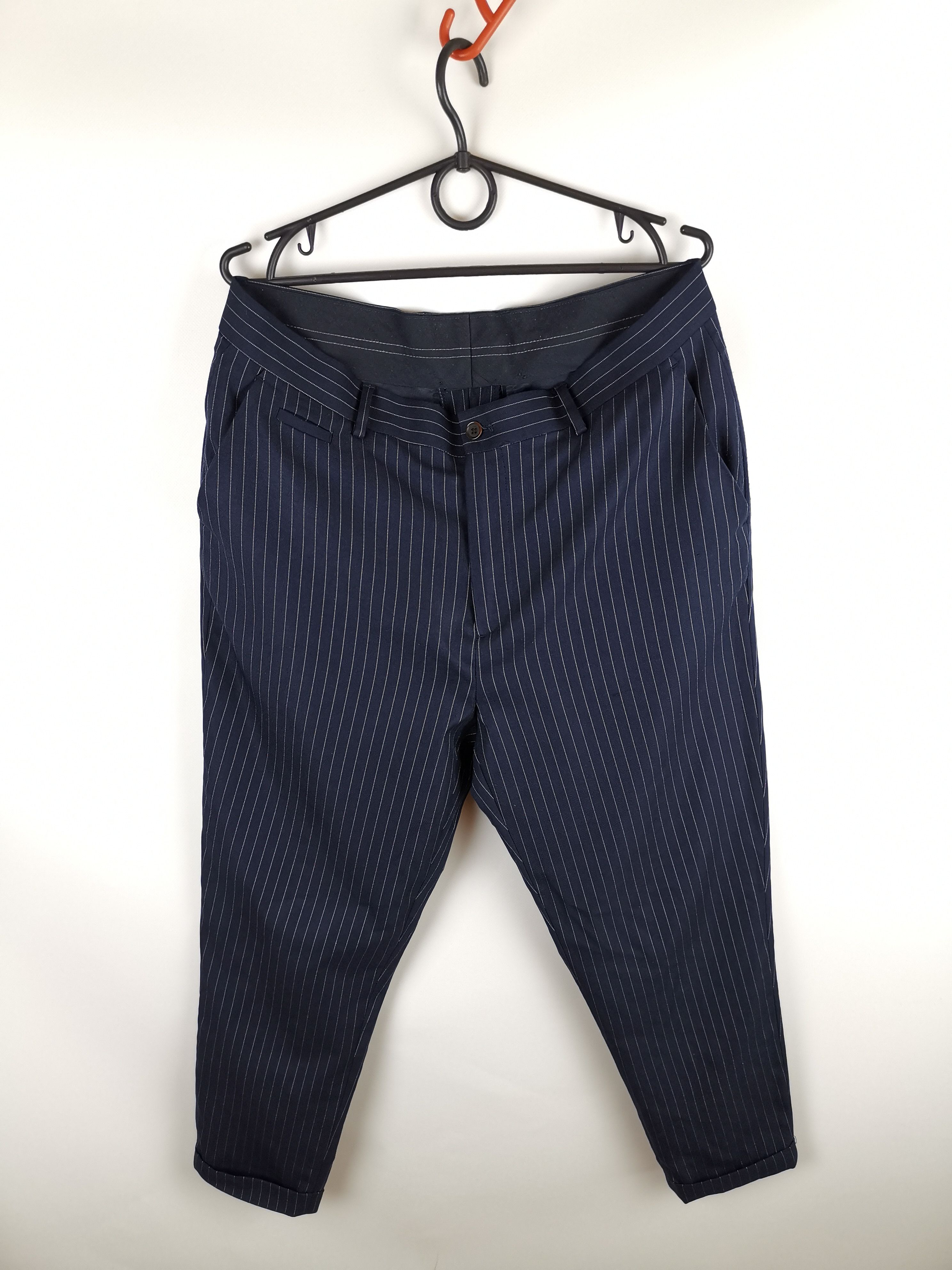 Zara Zara Man blue navy striped coolmax casual cropped pants Size US 32 / EU 48 - 2 Thumbnail