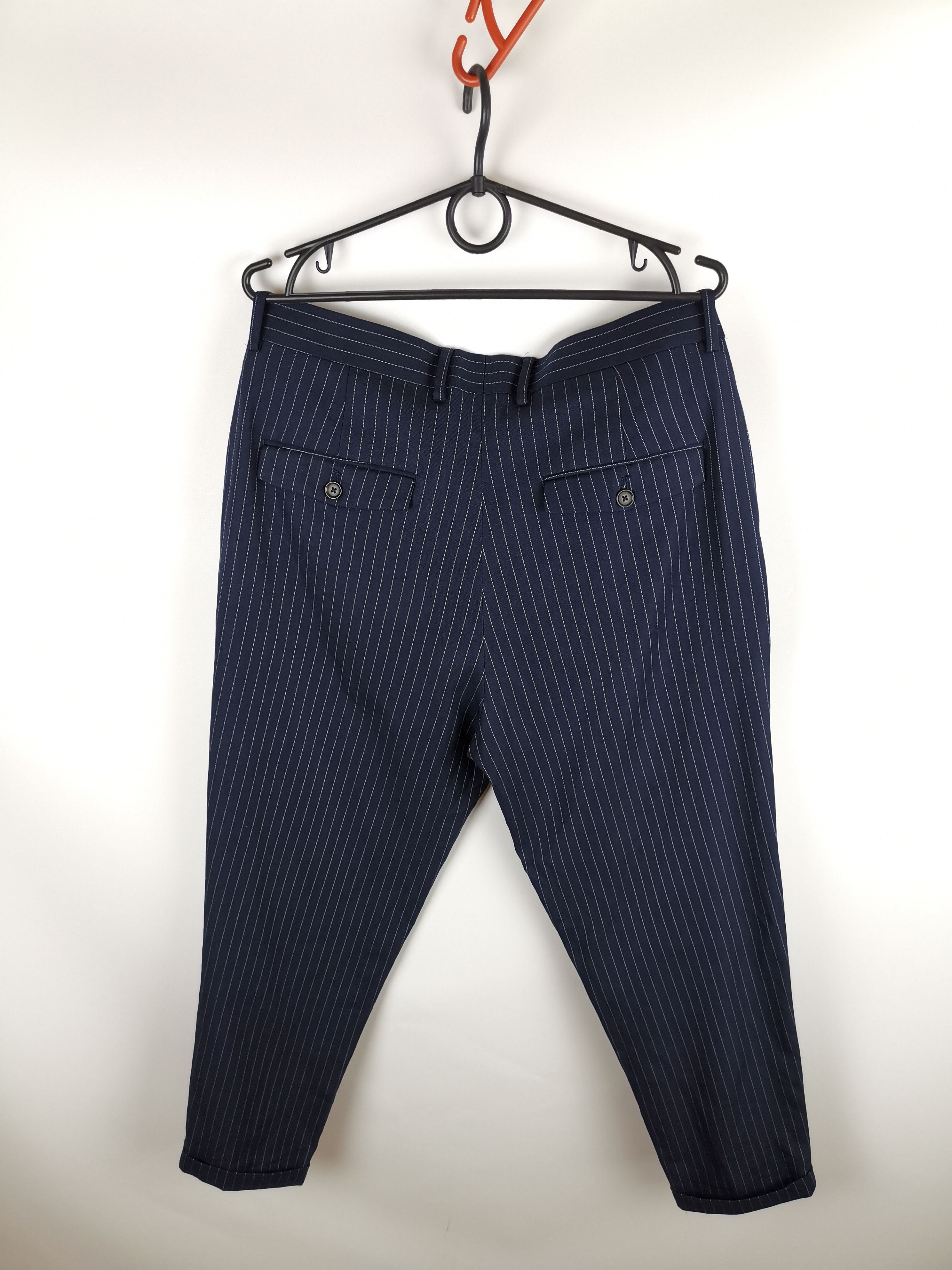 Zara Zara Man blue navy striped coolmax casual cropped pants Size US 32 / EU 48 - 6 Thumbnail