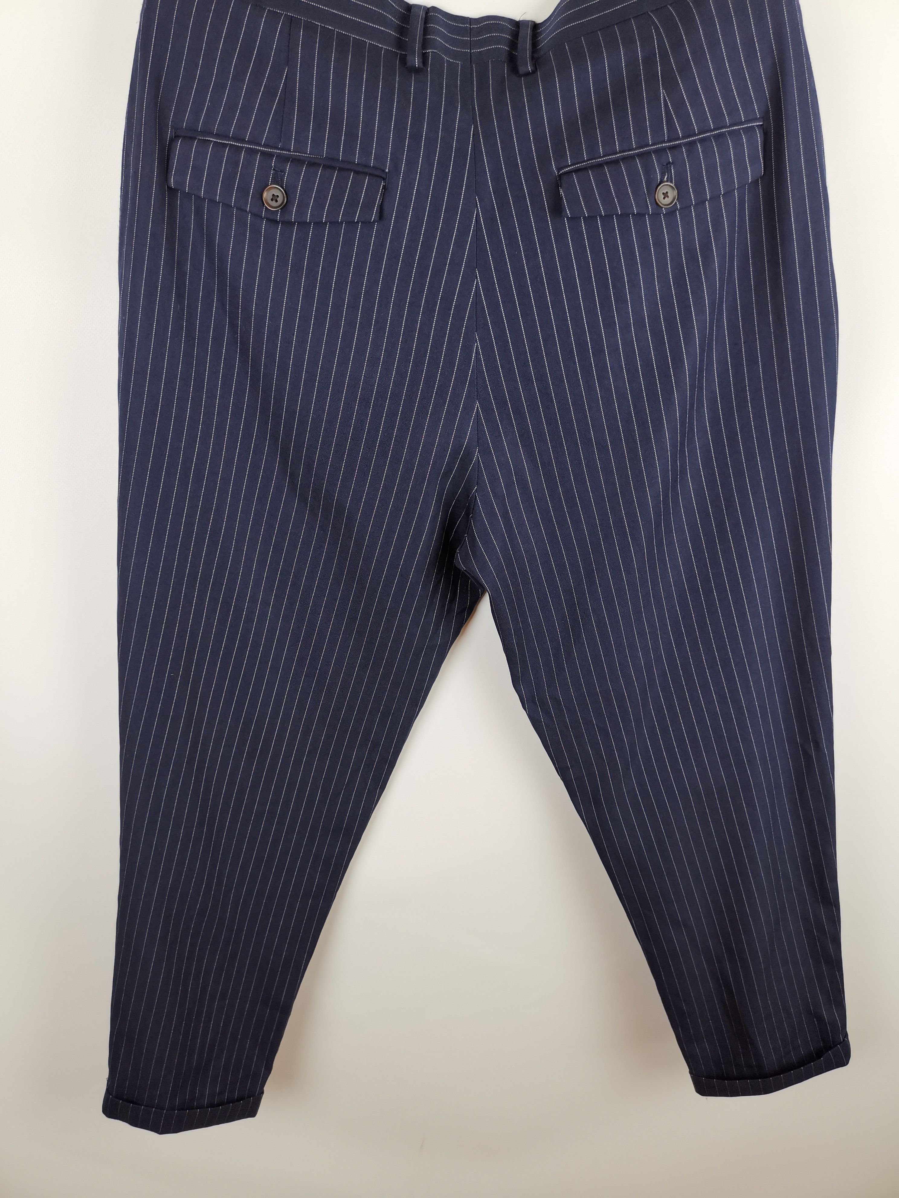 Zara Zara Man blue navy striped coolmax casual cropped pants Size US 32 / EU 48 - 4 Thumbnail