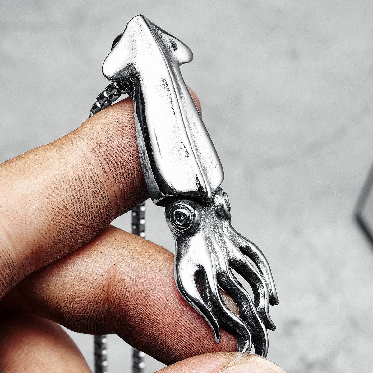 Jewelry 316L Stainless Steel Squid Pendant Necklace Size ONE SIZE - 2 Thumbnail