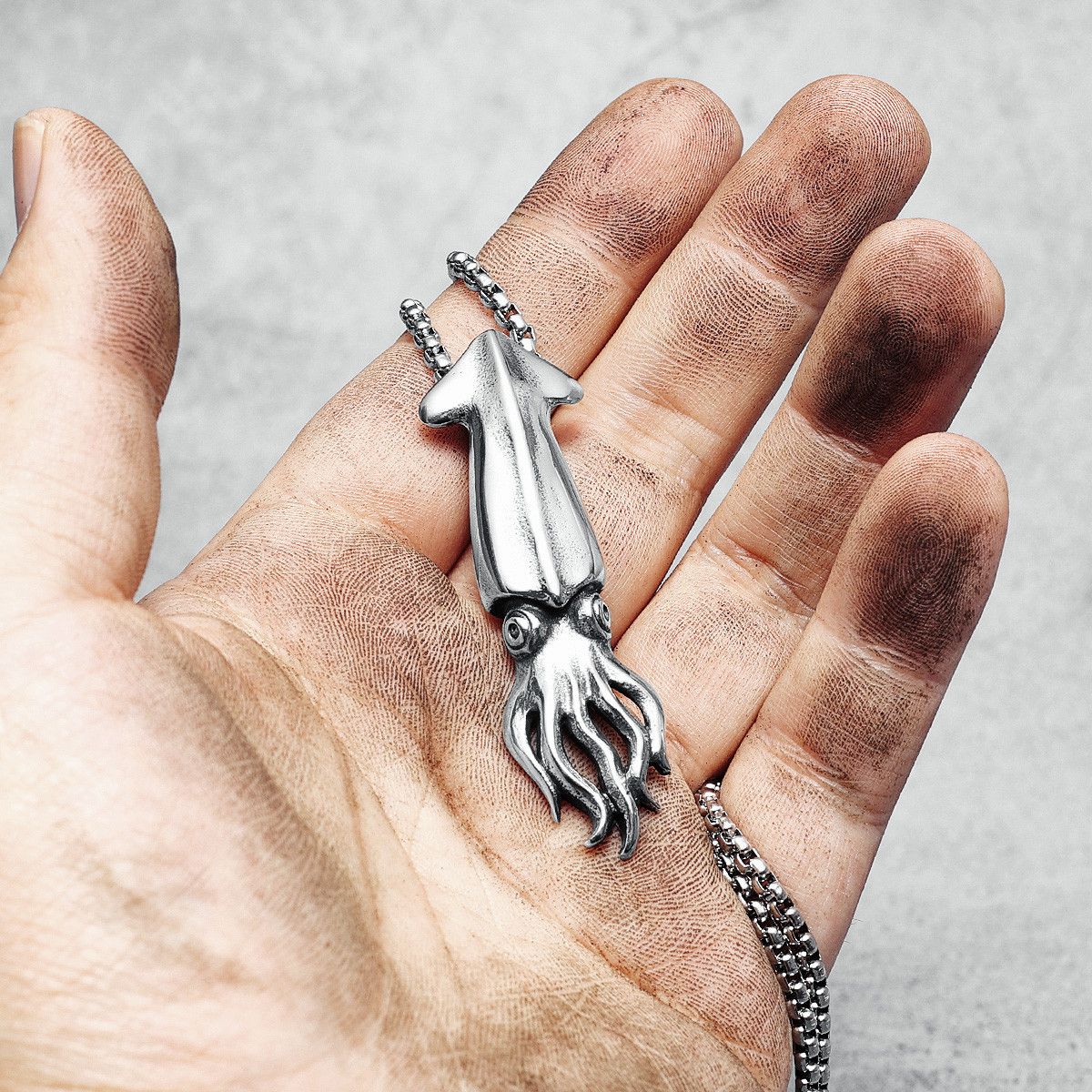 Jewelry 316L Stainless Steel Squid Pendant Necklace Size ONE SIZE - 1 Thumbnail