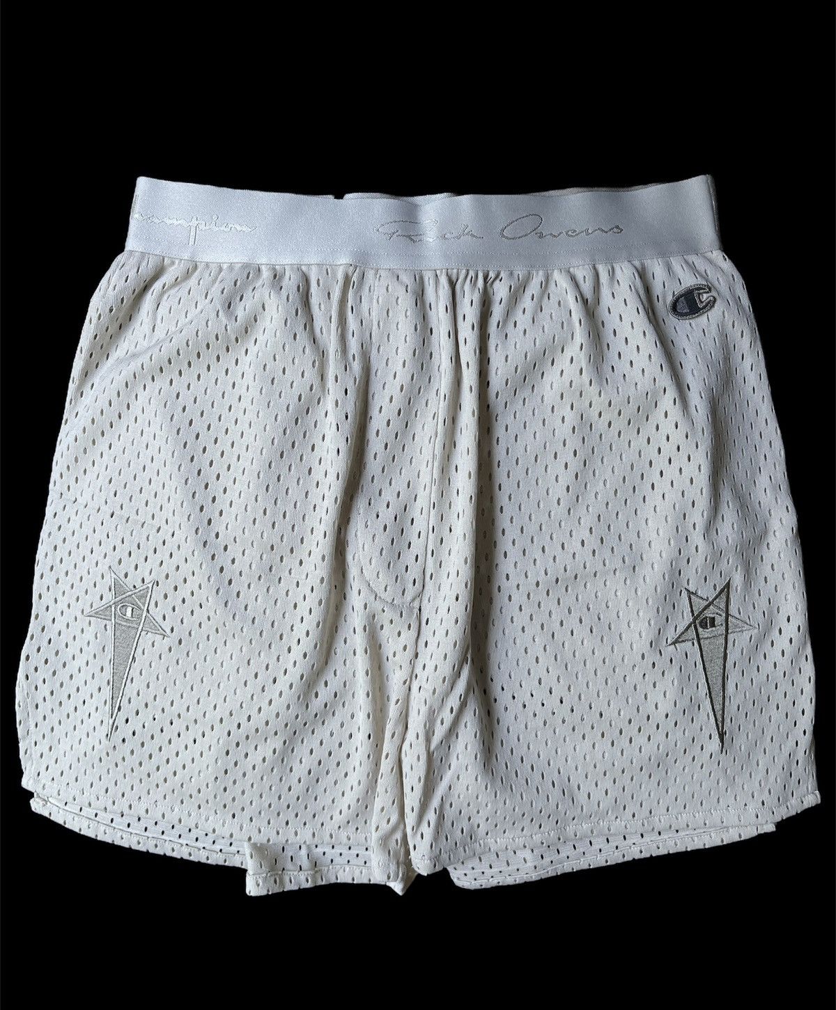 image of Champion x Rick Owens Dolphin Boxers Mesh Shorts M in White, Men's (Size 32)