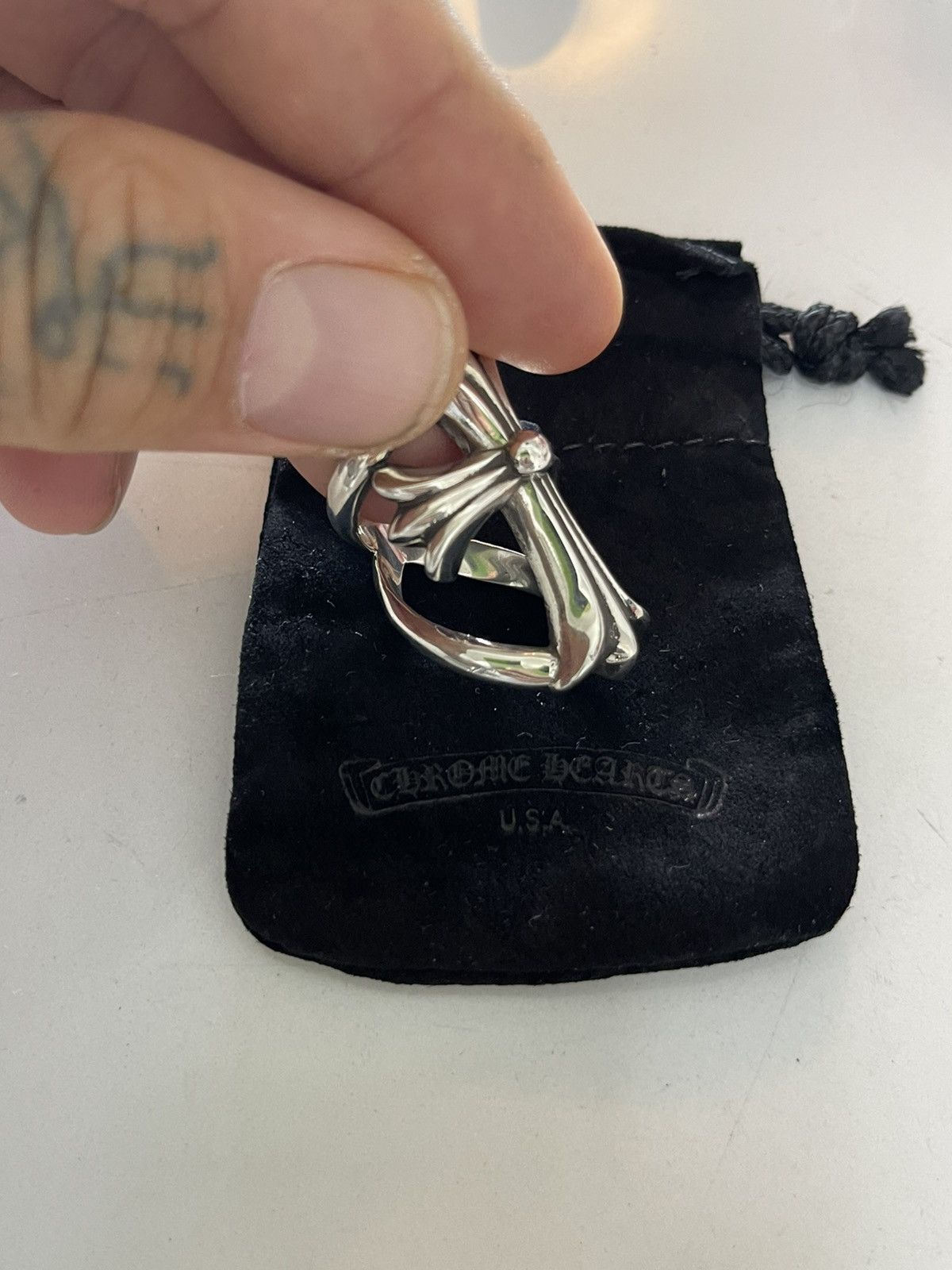 image of Chrome Hearts 2021 Heavy Silver Infinity Cross Ring, Men's