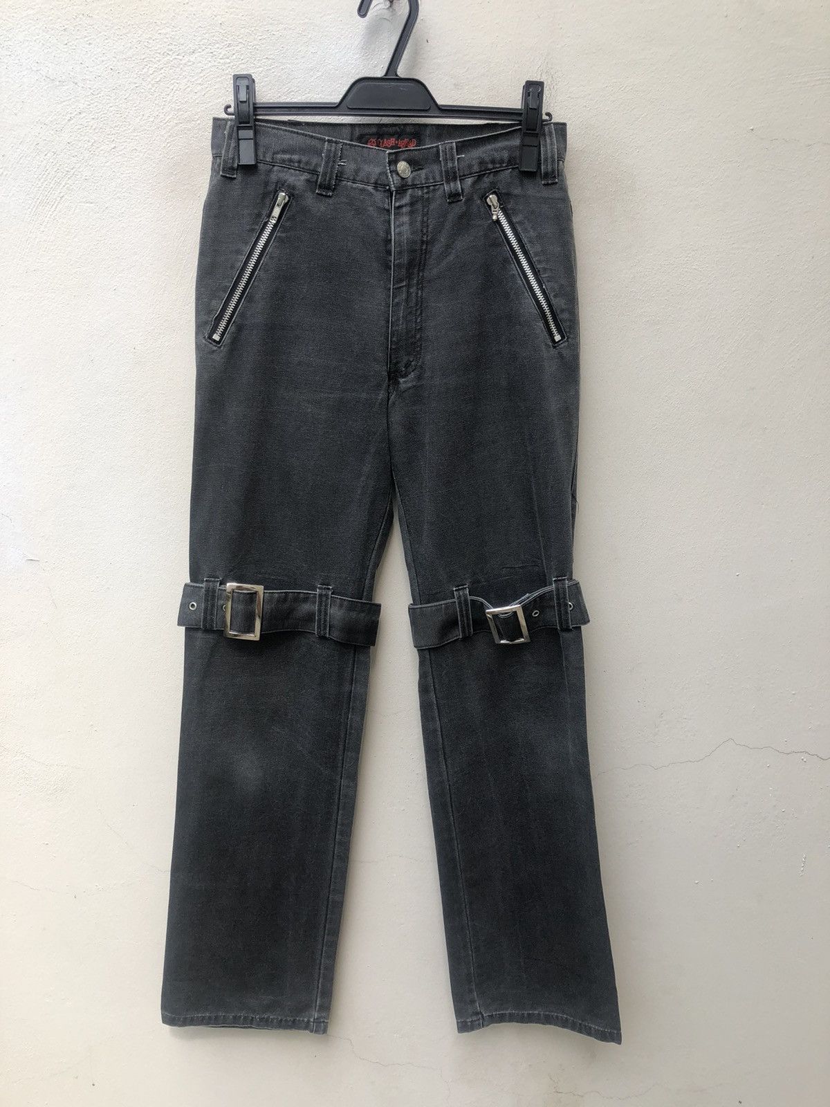 Vintage Japan Brand Clash Ahead Faded Black Bondage Trouser Pant Size US 29 - 6 Thumbnail