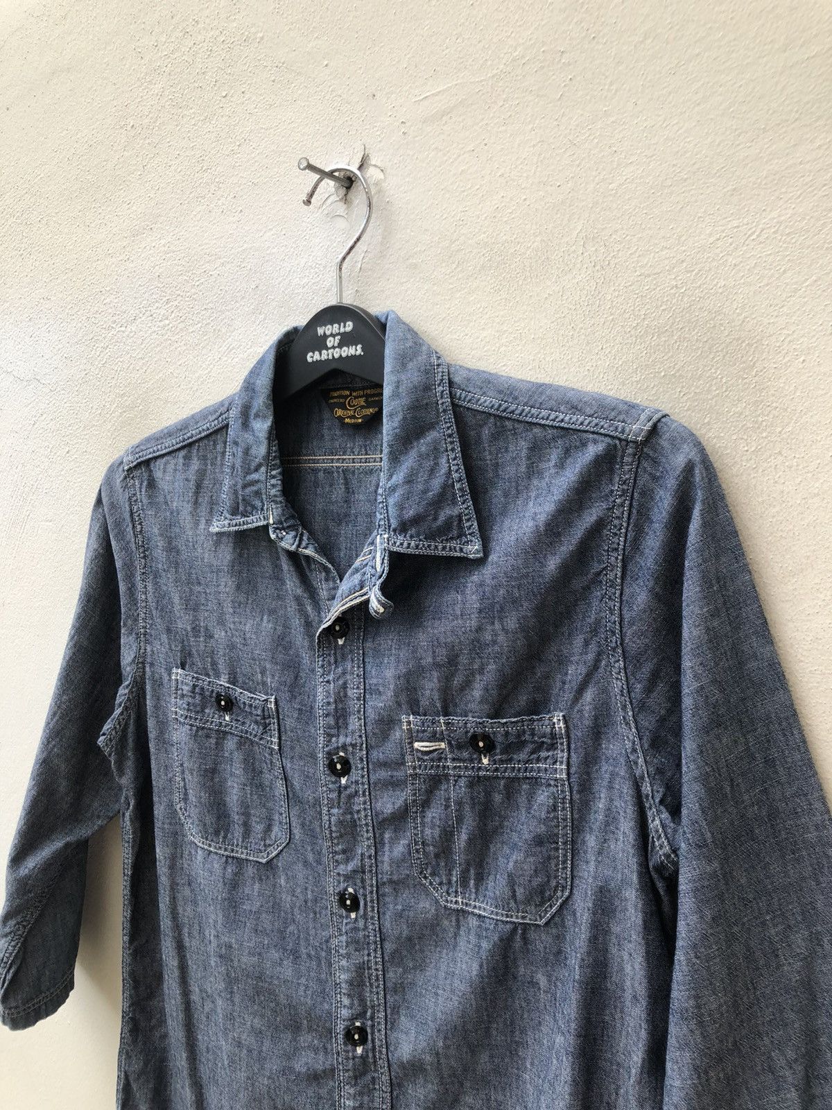 Vintage Cootie Japan 3q Sleeve Chambray Work Shirt Size US S / EU 44-46 / 1 - 14 Thumbnail