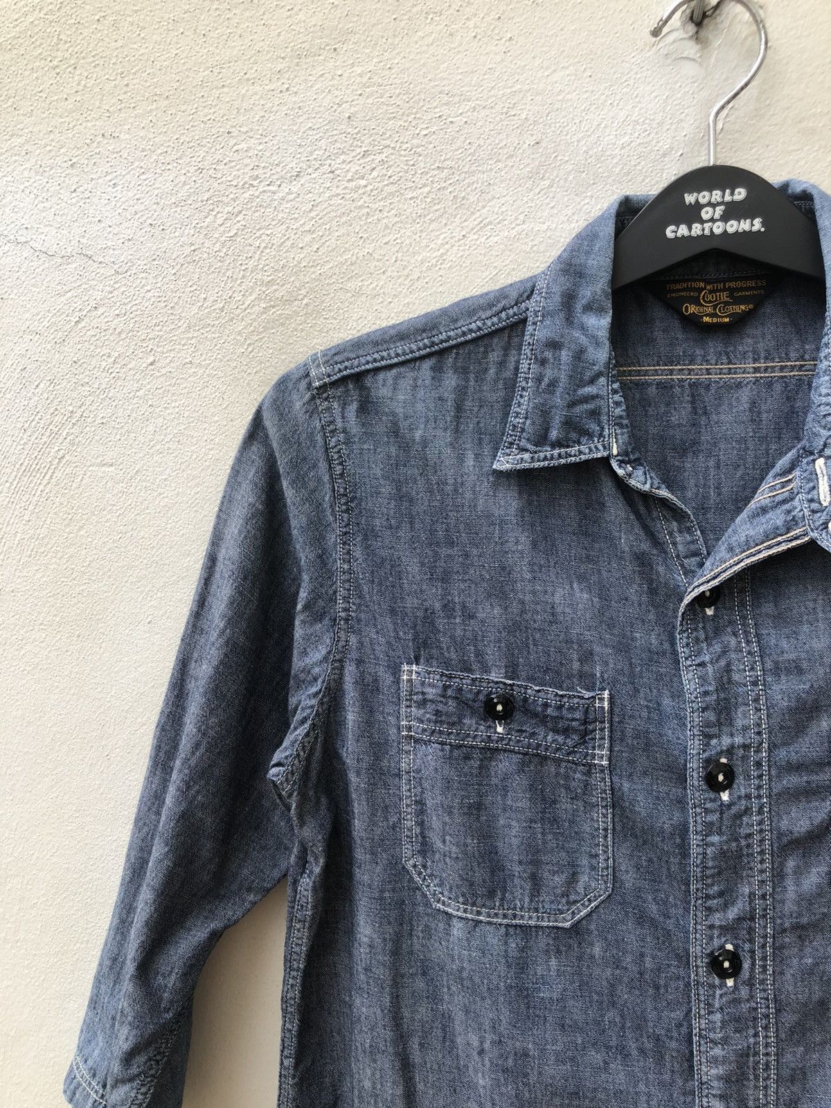 Vintage Cootie Japan 3q Sleeve Chambray Work Shirt Size US S / EU 44-46 / 1 - 9 Thumbnail