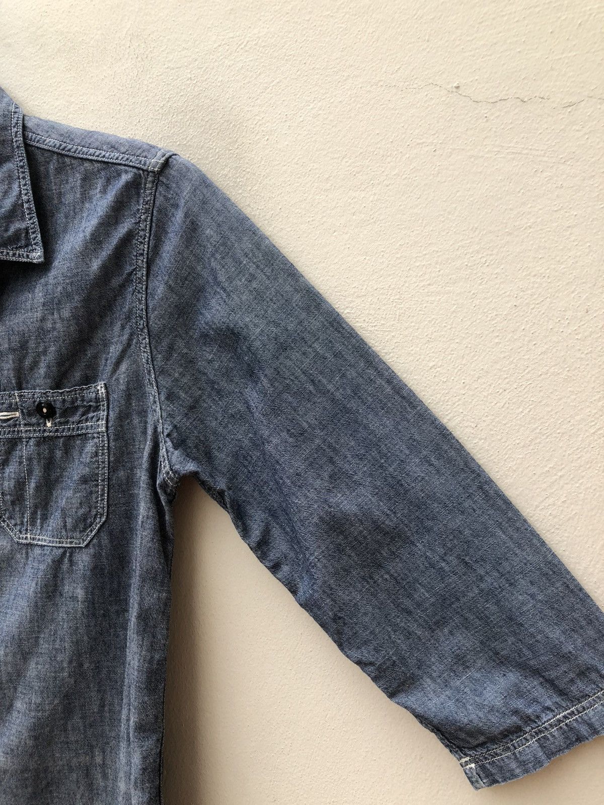 Vintage Cootie Japan 3q Sleeve Chambray Work Shirt Size US S / EU 44-46 / 1 - 11 Thumbnail