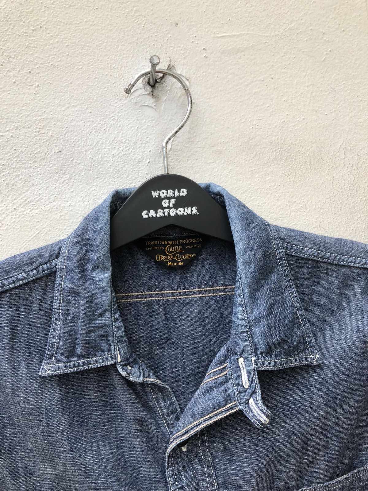 Vintage Cootie Japan 3q Sleeve Chambray Work Shirt Size US S / EU 44-46 / 1 - 7 Thumbnail