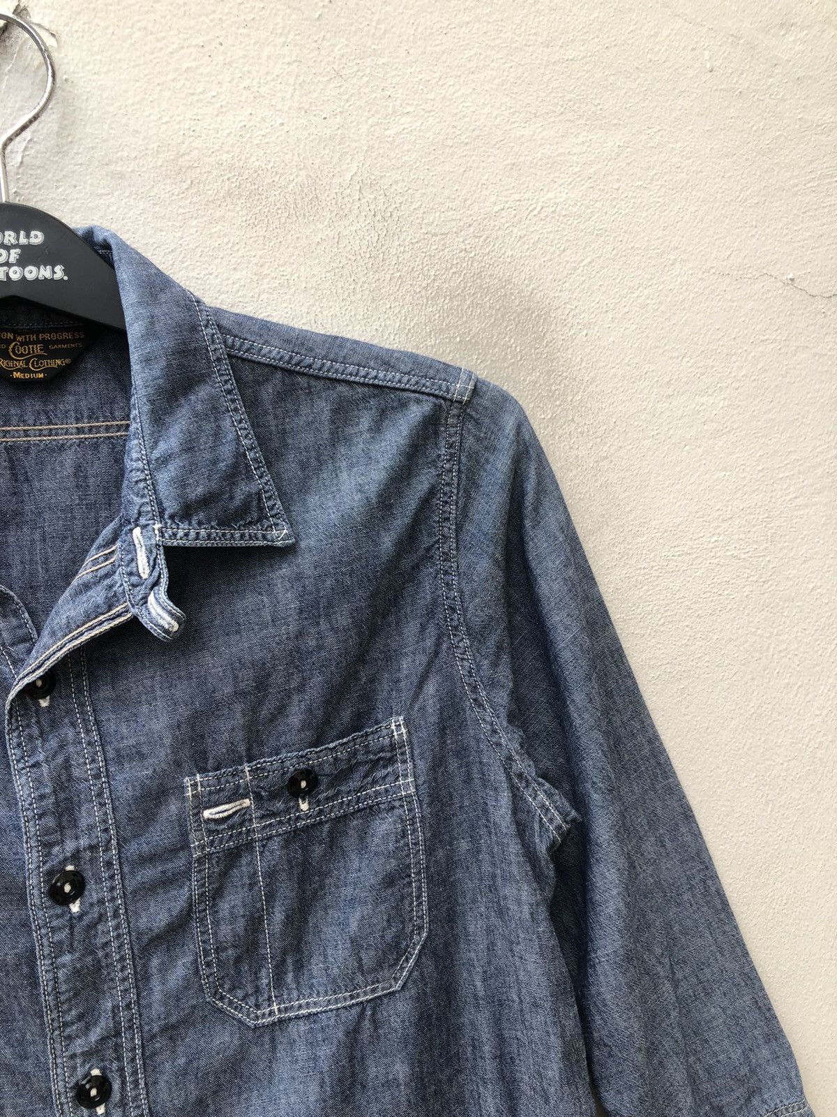 Vintage Cootie Japan 3q Sleeve Chambray Work Shirt Size US S / EU 44-46 / 1 - 8 Thumbnail
