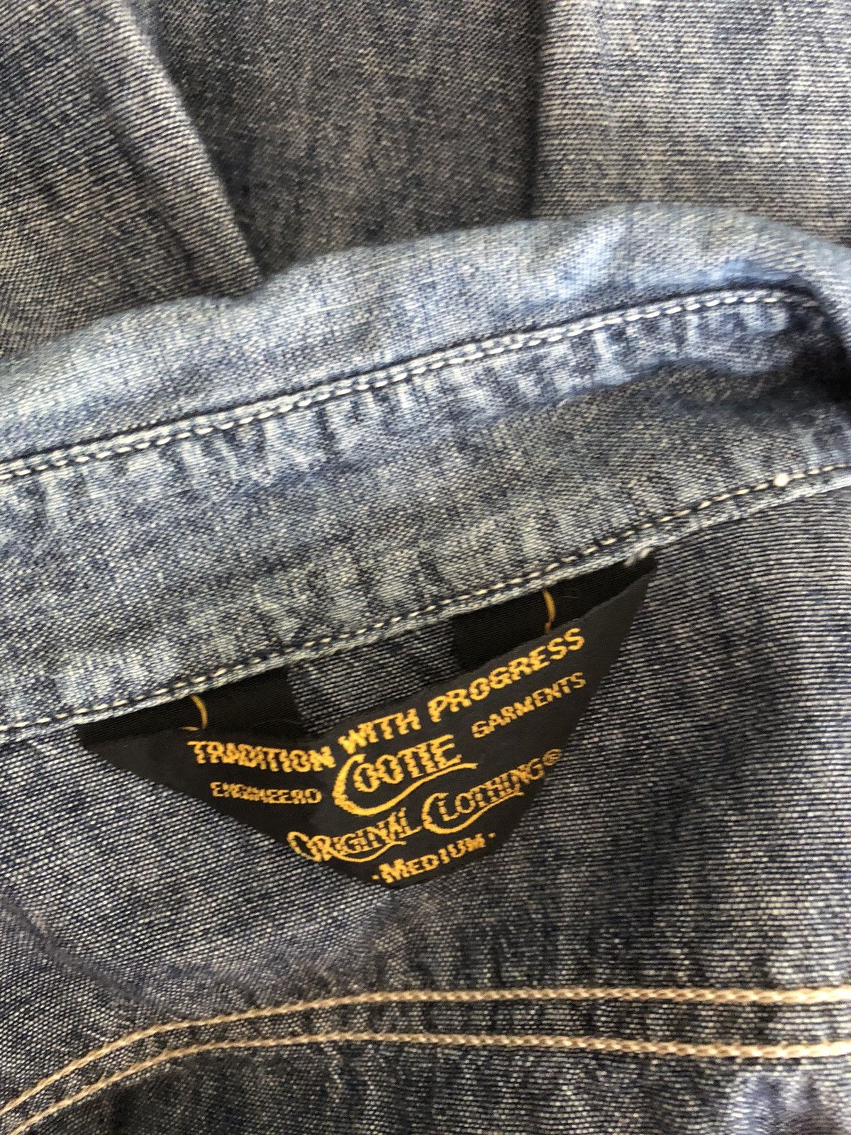 Vintage Cootie Japan 3q Sleeve Chambray Work Shirt Size US S / EU 44-46 / 1 - 17 Thumbnail