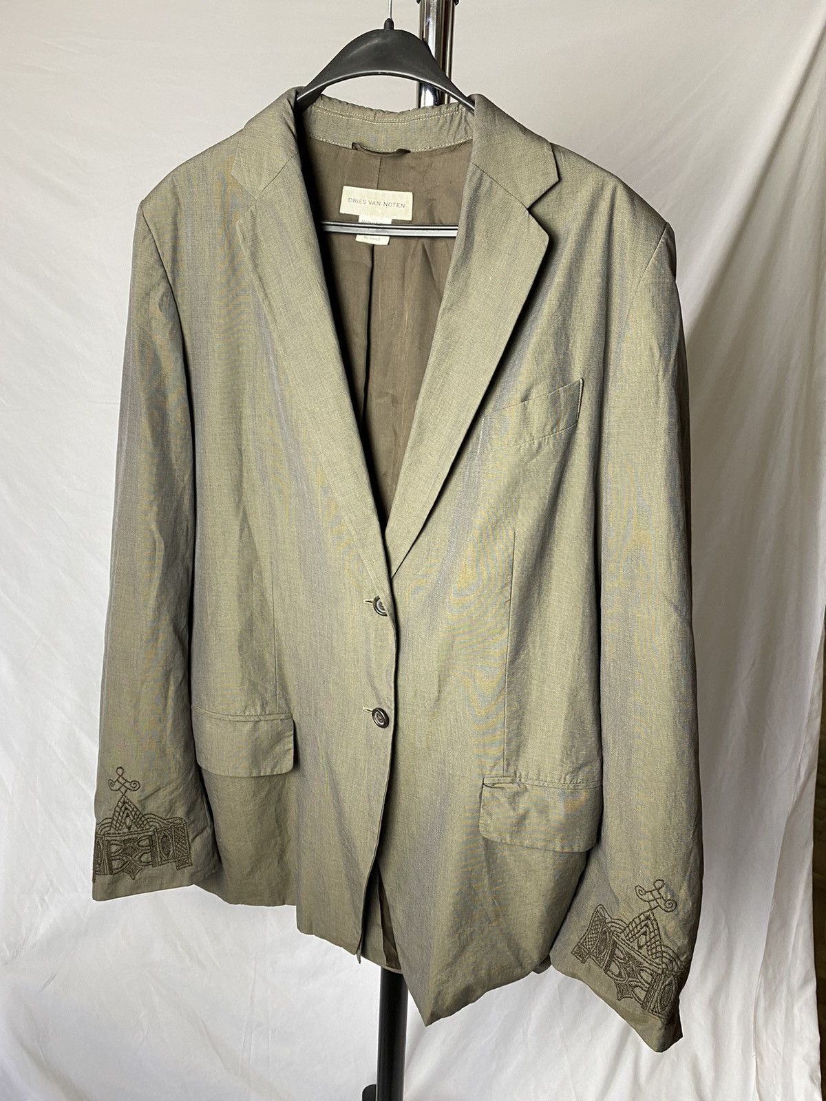 image of Dries Van Noten Oversize Blazer Jacket in Shimmer Olive, Men's (Size Large)