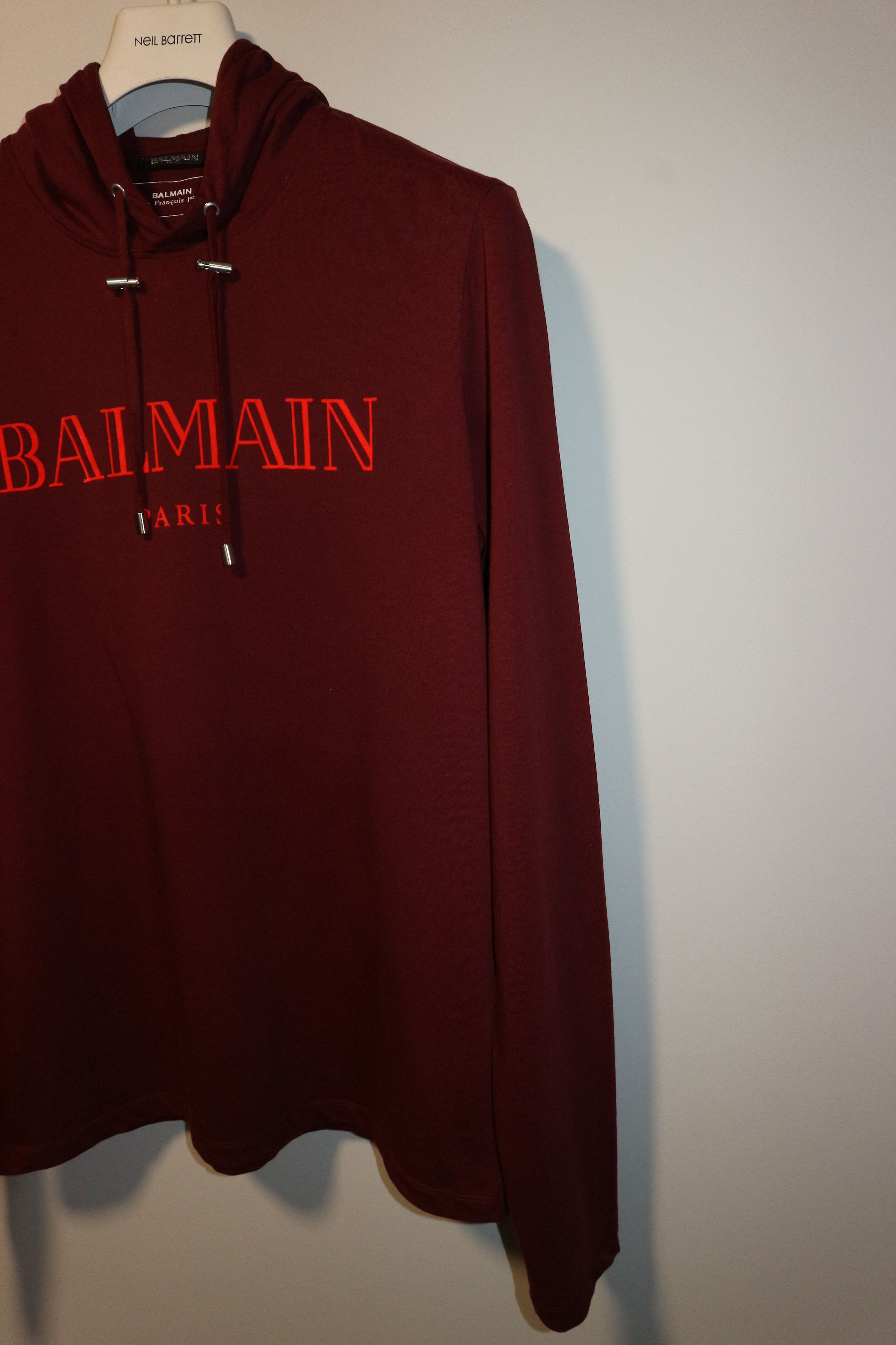 Balmain Flock logo print hooded tshirt Size US M / EU 48-50 / 2 - 2 Thumbnail