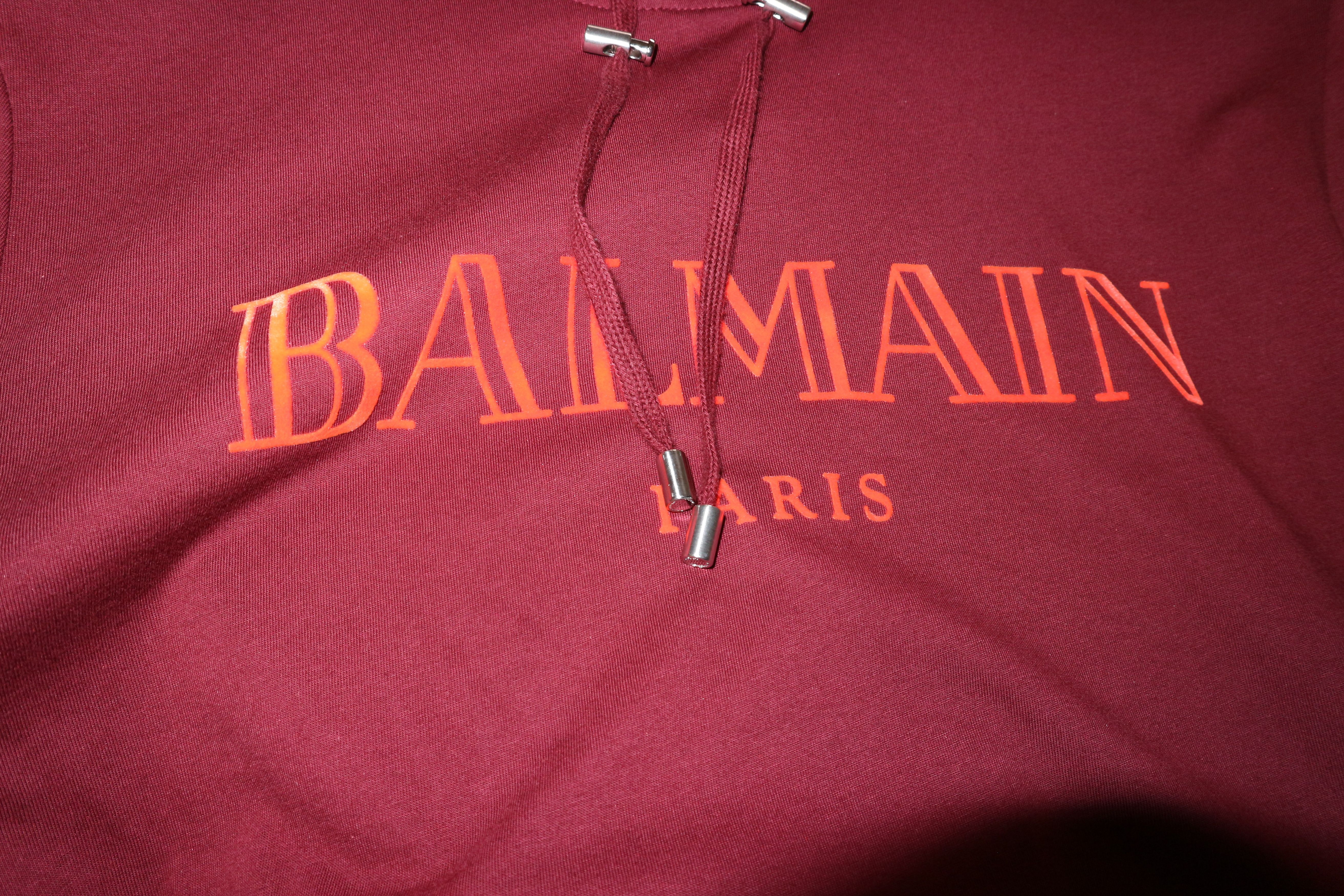 Balmain Flock logo print hooded tshirt Size US S / EU 44-46 / 1 - 6 Thumbnail