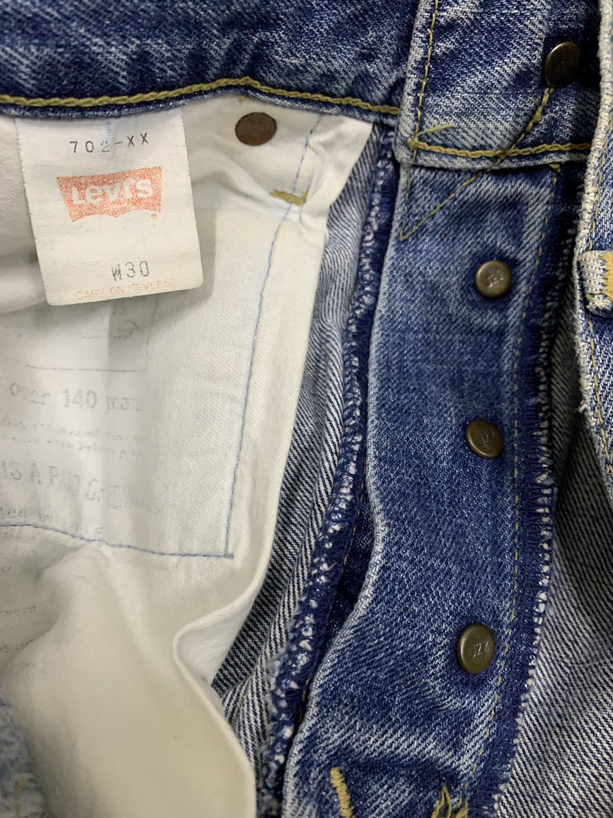 Levi's LEVIS Big E 702-XX Buckle Button Fly Selvedge Denim Jeans Size US 28 / EU 44 - 6 Thumbnail