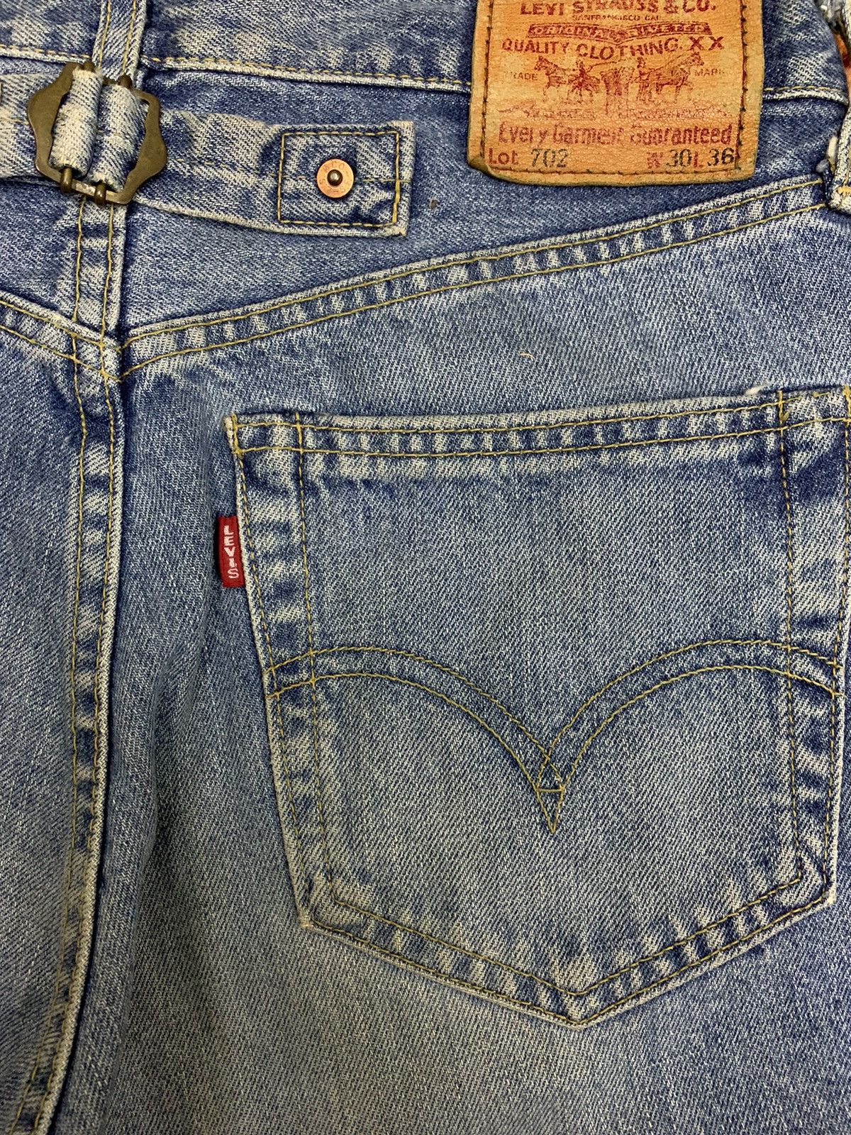 Levi's LEVIS Big E 702-XX Buckle Button Fly Selvedge Denim Jeans Size US 28 / EU 44 - 5 Thumbnail
