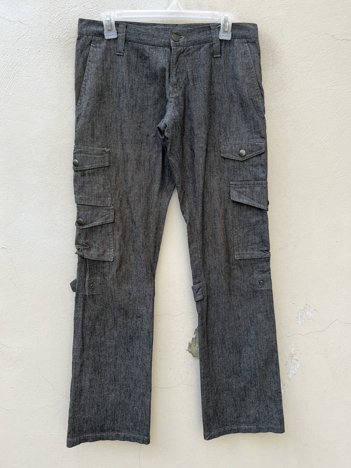 Vintage Vintage Hizworld Japan Low Rise Bondage Cargo Flare Trouser Size US 29 - 6 Thumbnail