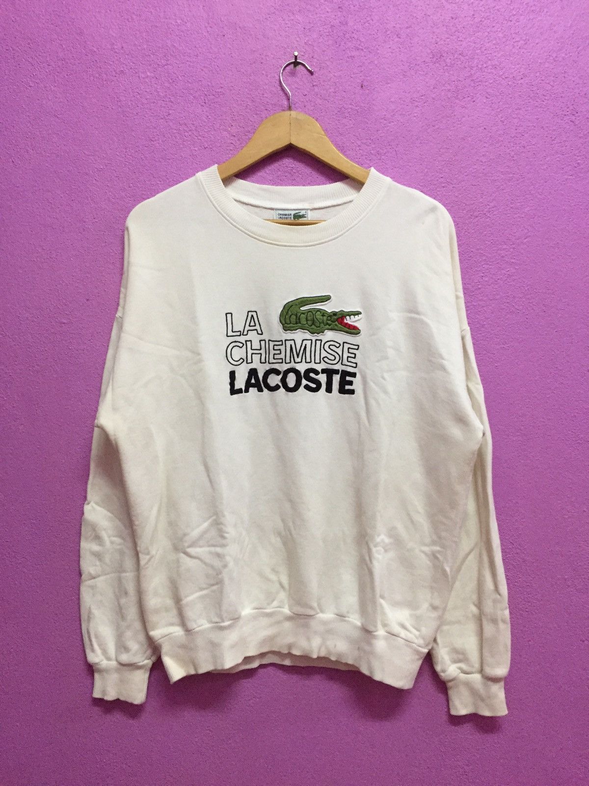 image of Vintage 90’S Chemise Lacoste Sweatshirts in White, Men's (Size Large)