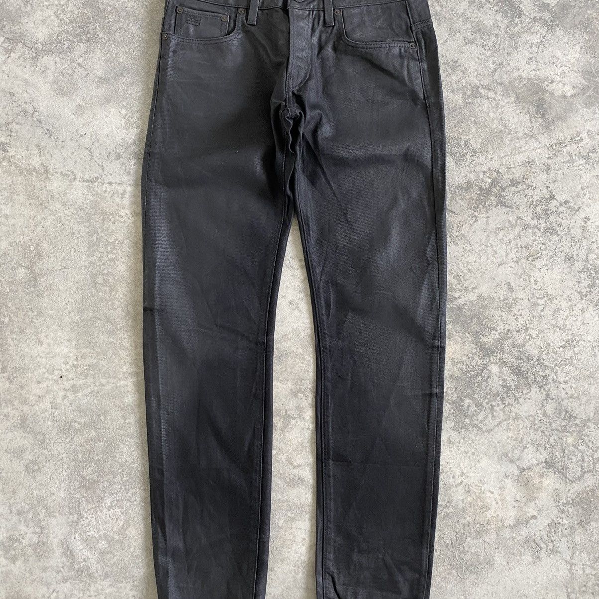image of G Star Raw Waxed Coated Denim Jeans in Black Denim, Men's (Size 32)