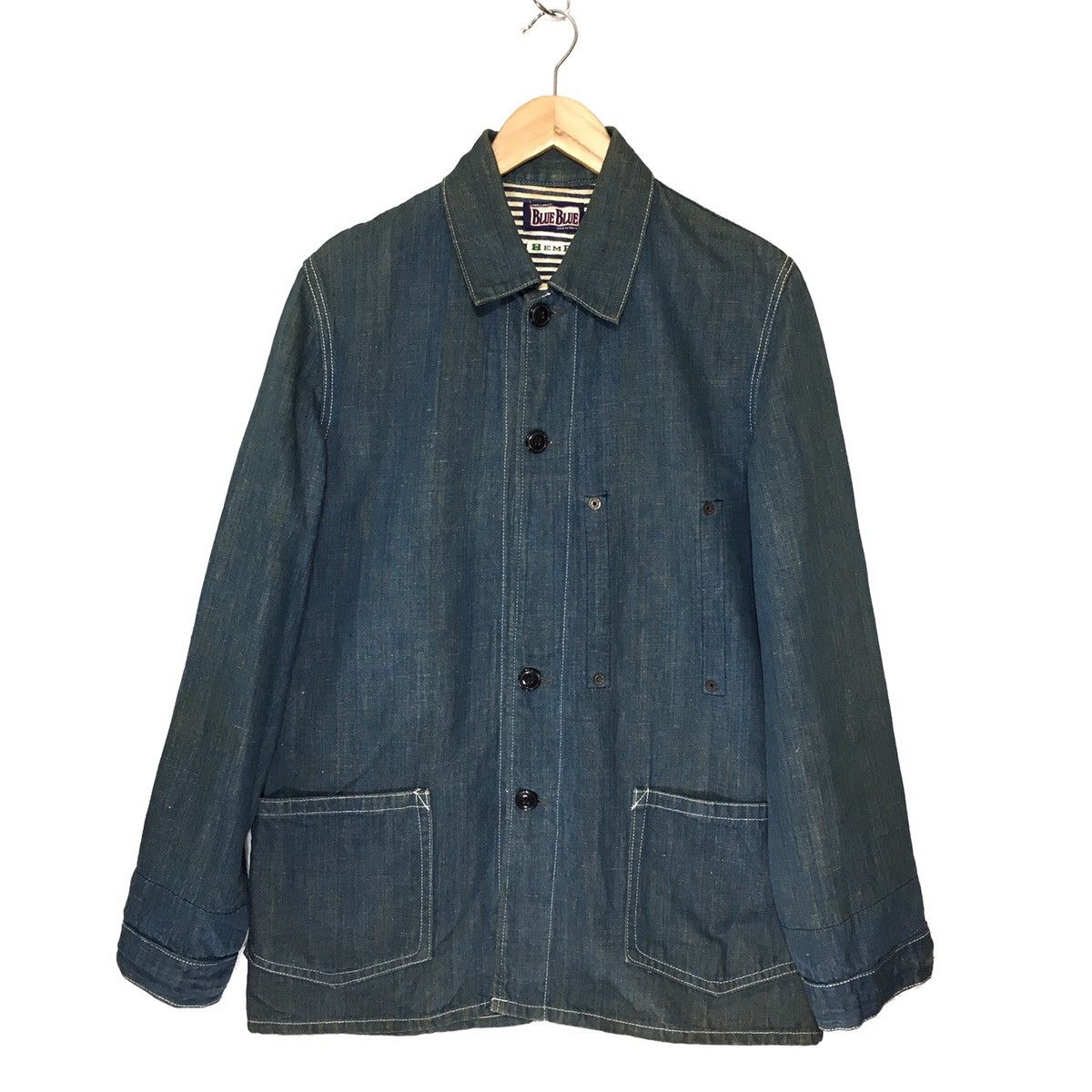 image of Blue Blue Japan Jacket Hemp Denim Jacket, Men's (Size Small)