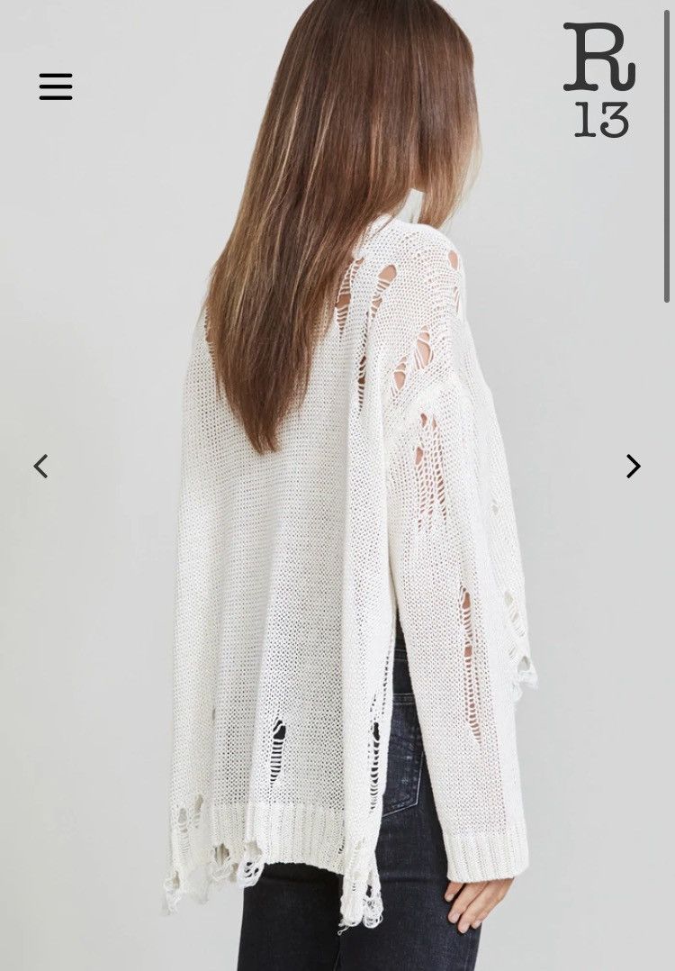 R13 Shredded side slit Sweater. Medium Size M / US 6-8 / IT 42-44 - 2 Thumbnail