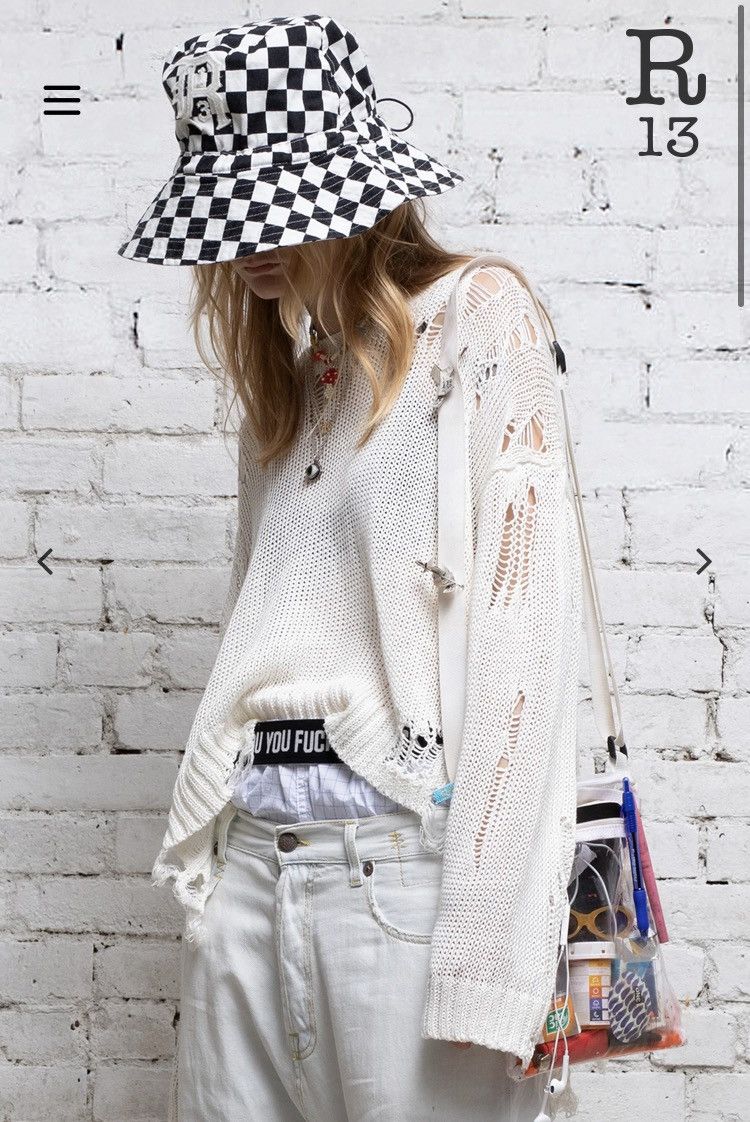 R13 Shredded side slit Sweater. Medium Size M / US 6-8 / IT 42-44 - 1 Thumbnail