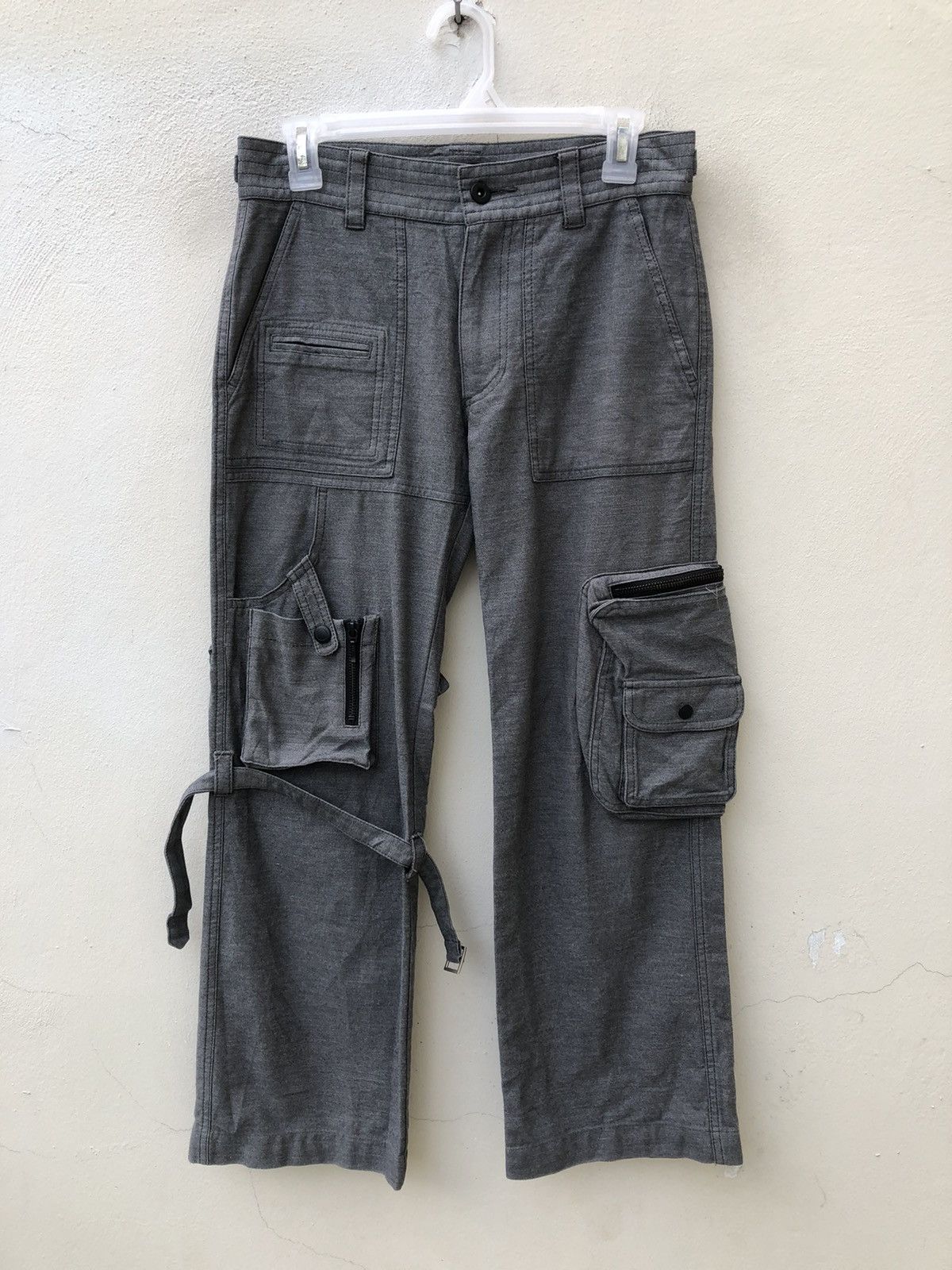 image of Morgan Homme Japan Tactical Bondage Flare Cargo Trouser Pant in Grey, Men's (Size 29)