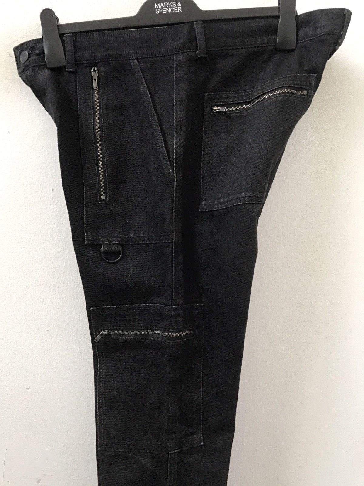 Vintage Royal Palm Made in Japan Zippers Black Bondage Cargo Denim Size US 34 / EU 50 - 12 Thumbnail