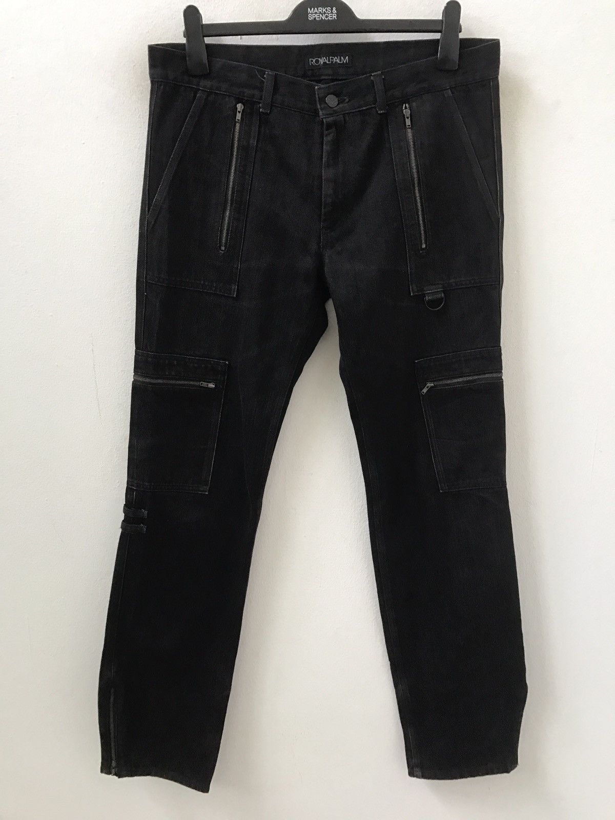 Vintage Royal Palm Made in Japan Zippers Black Bondage Cargo Denim Size US 34 / EU 50 - 2 Thumbnail